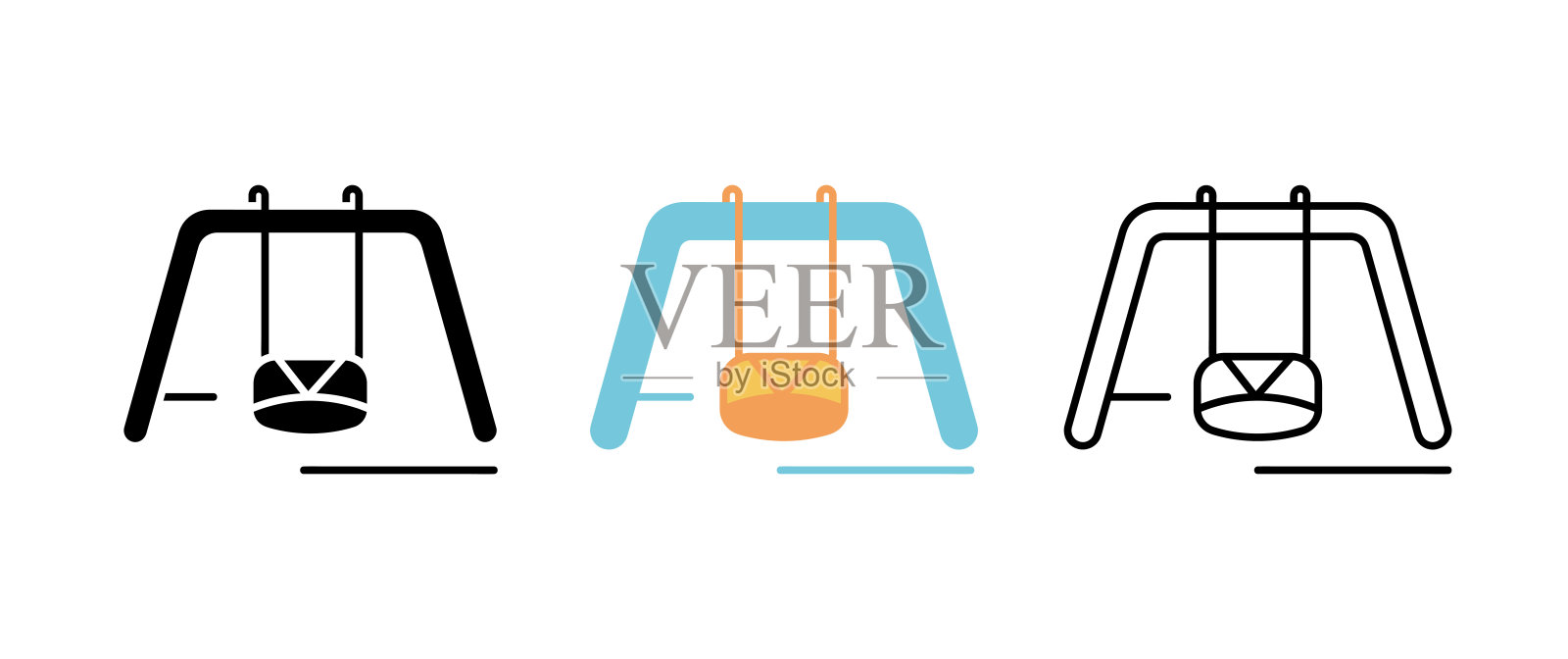 秋千玩具图标集。有趣和游戏图标。插画图片素材