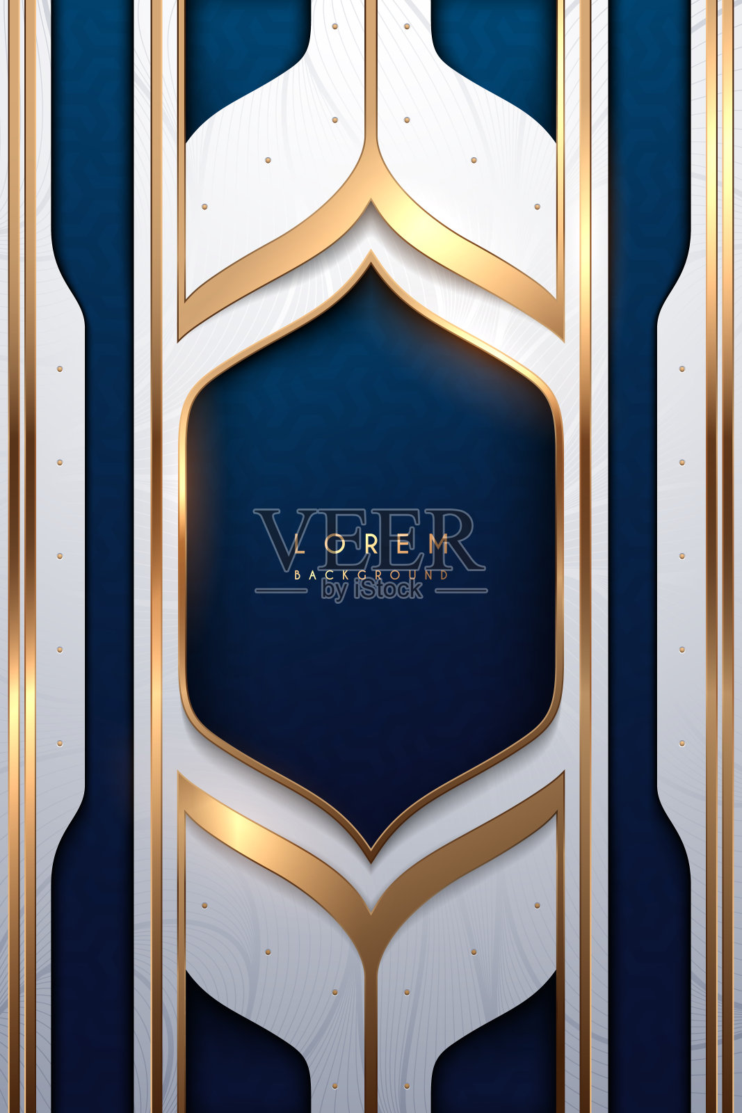 抽象的白、蓝、金豪华框架模板设计模板素材