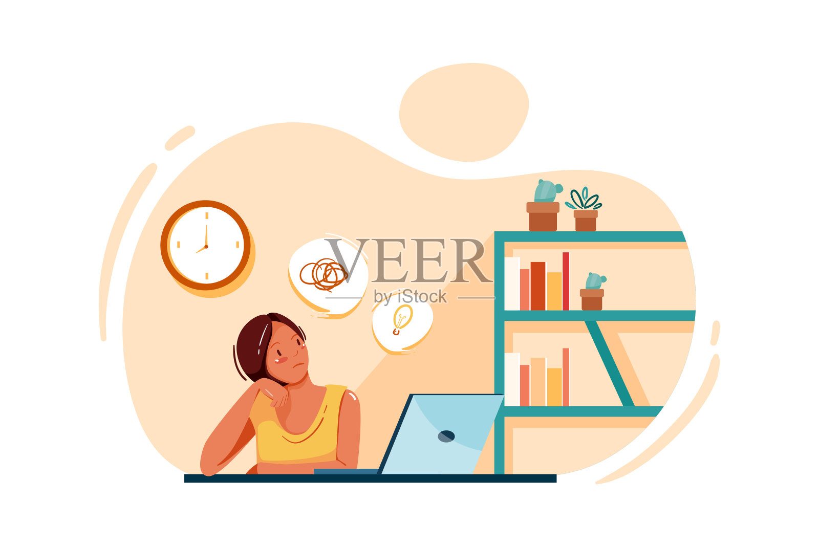 女工人找到了解决问题的办法插画图片素材