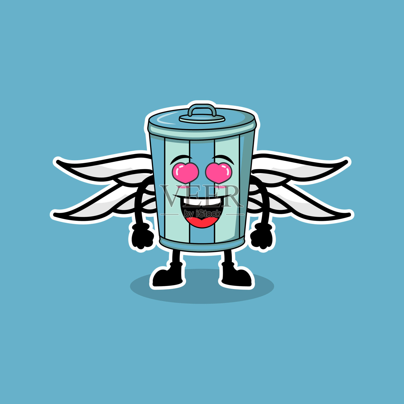 吉祥物图案有趣的垃圾桶设计插画图片素材