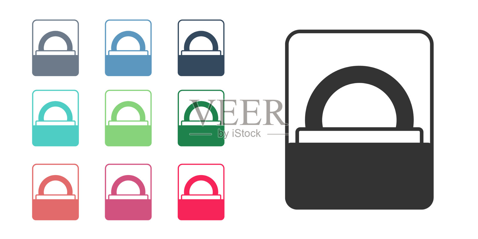 黑色钻石订婚戒指在一个盒子图标图标素材