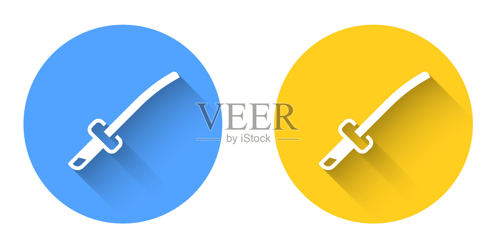 白色传统日本武士刀icon孤立图标素材