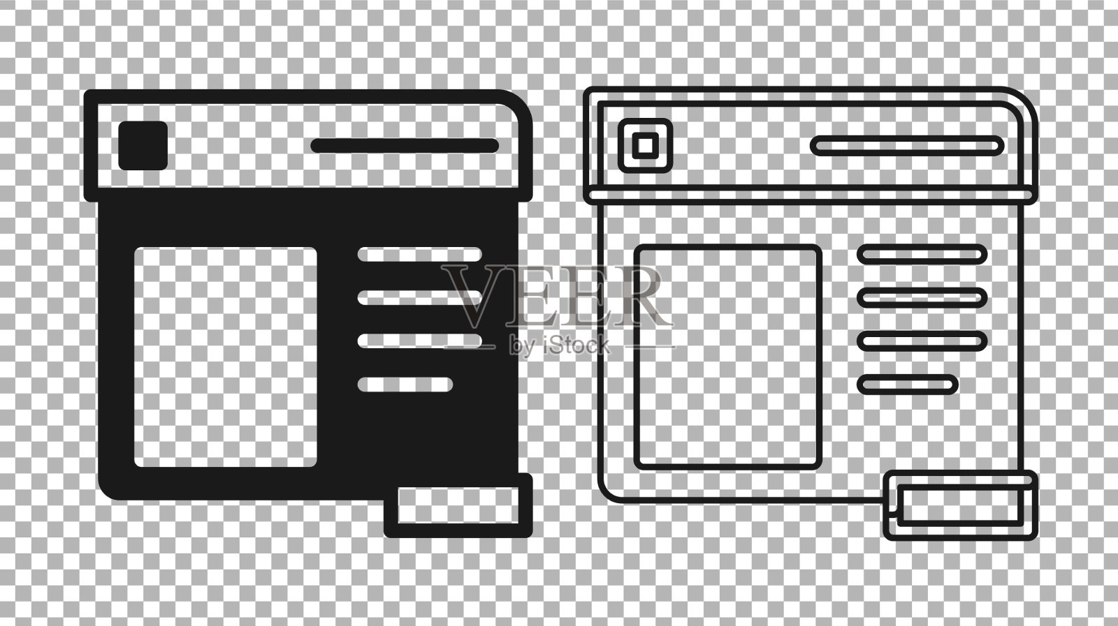 黑色浏览器窗口图标隔离透明图标素材