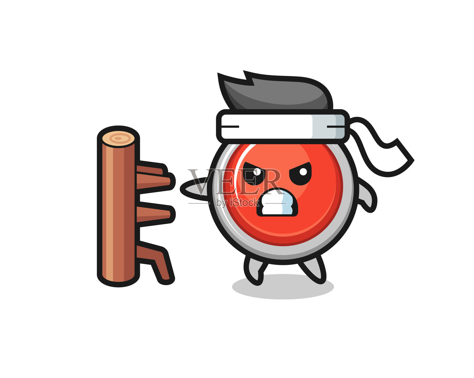 紧急紧急按钮卡通是空手道战士设计元素图片