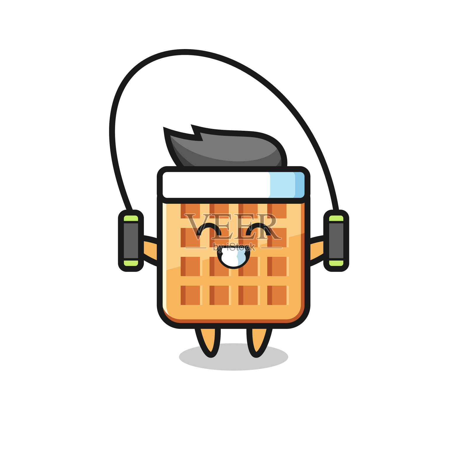 华夫饼卡通人物与跳绳设计元素图片