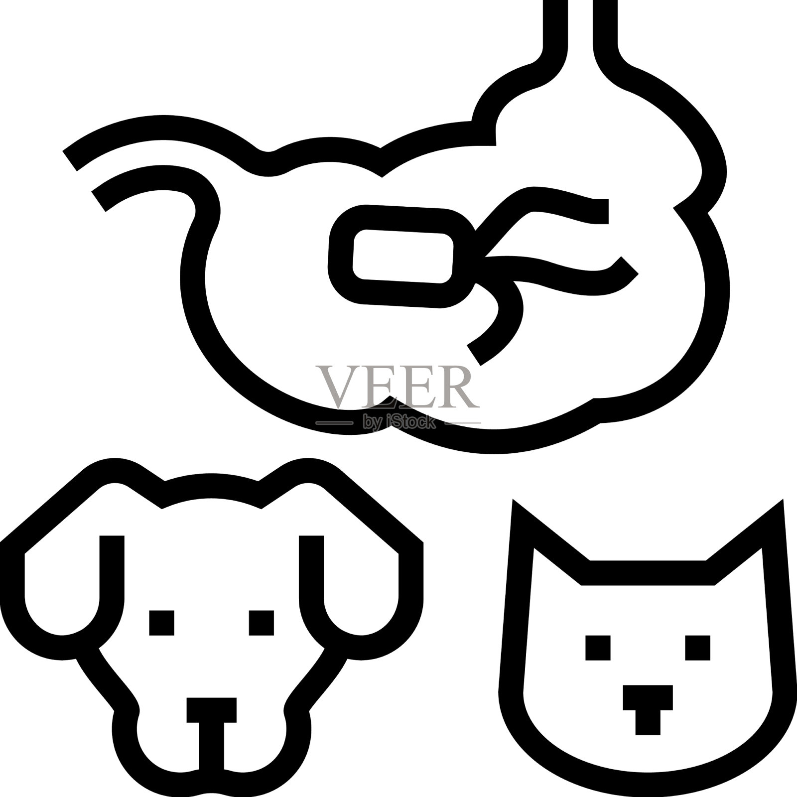 沙门氏菌病狗和猫线图标设计元素图片