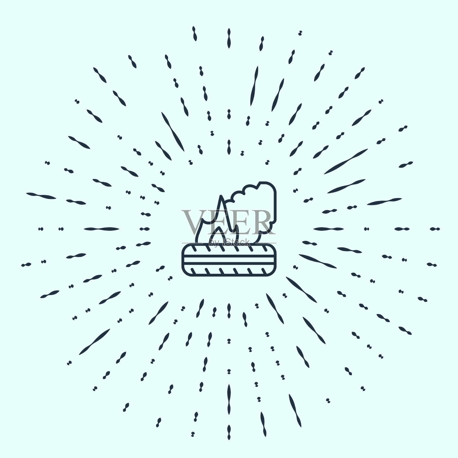 黑色线躺燃烧的轮胎图标孤立插画图片素材