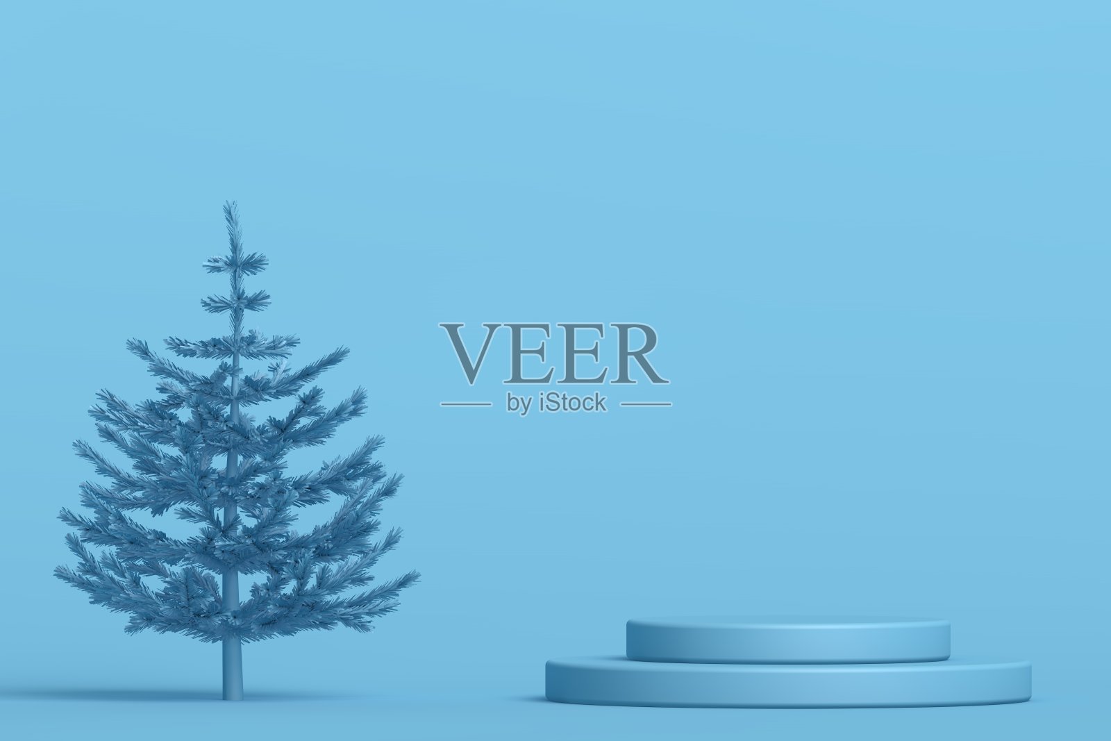 3D蓝色支架，产品支架，空白场景照片摄影图片