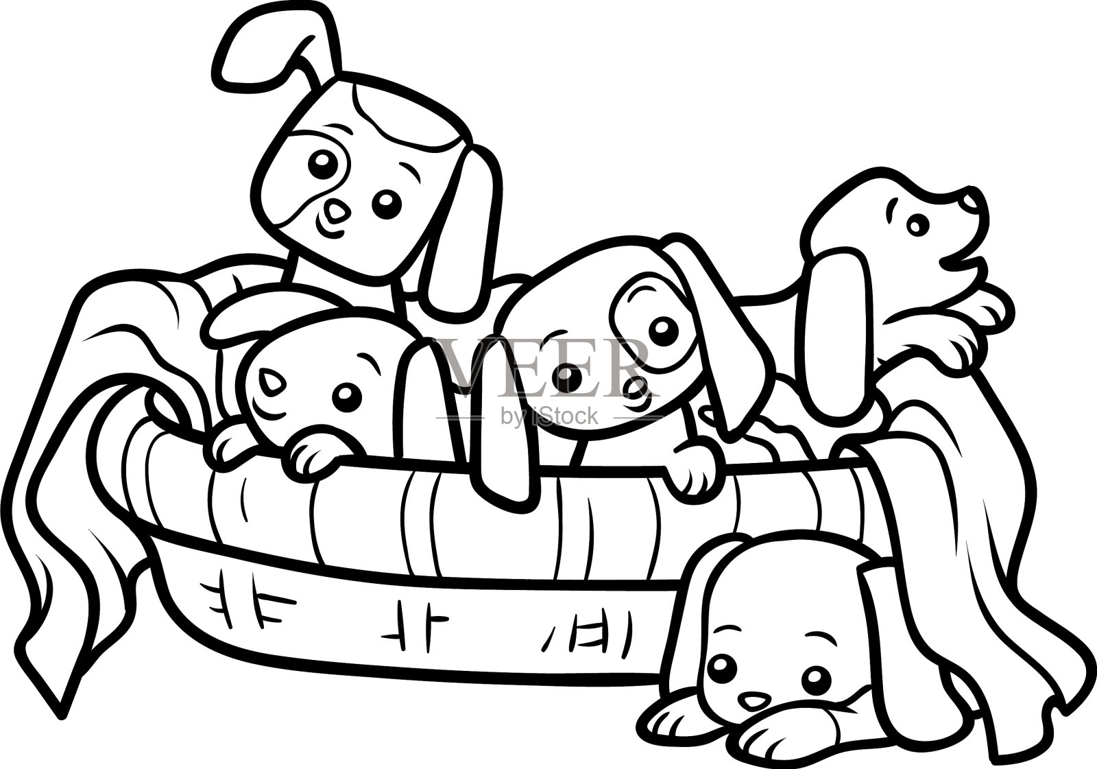 涂色书五只狗设计元素图片