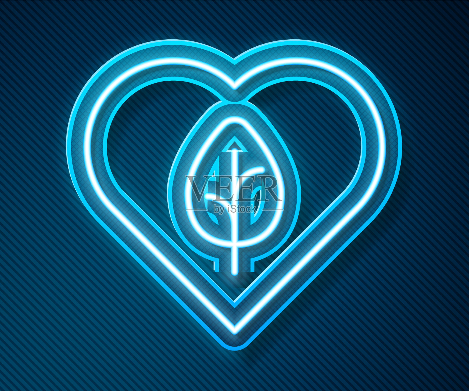 发光的霓虹灯线素食饮食图标孤立插画图片素材