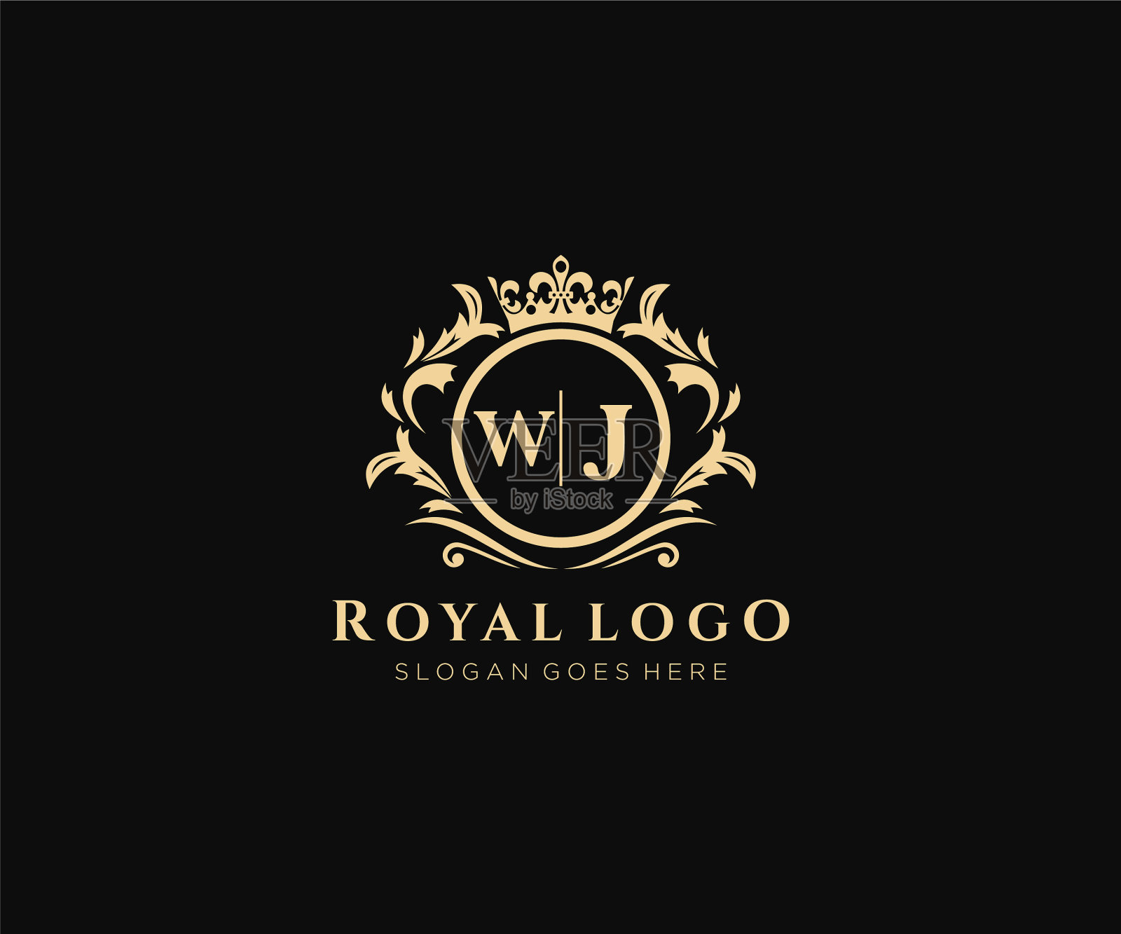 首字母wj豪华品牌标识模板插画图片素材