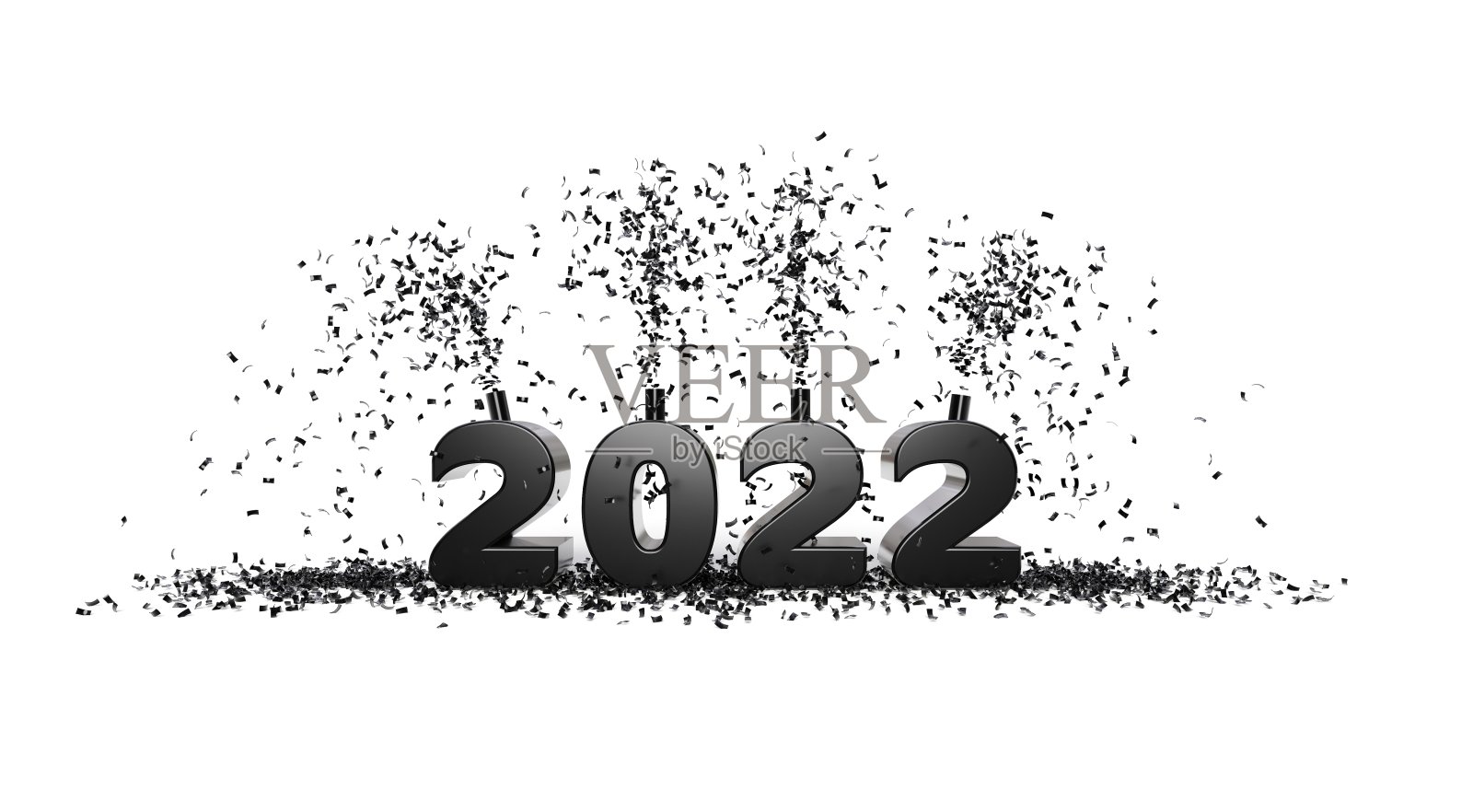 黑色数字的2022年贺卡，白色背景的派对礼物照片摄影图片