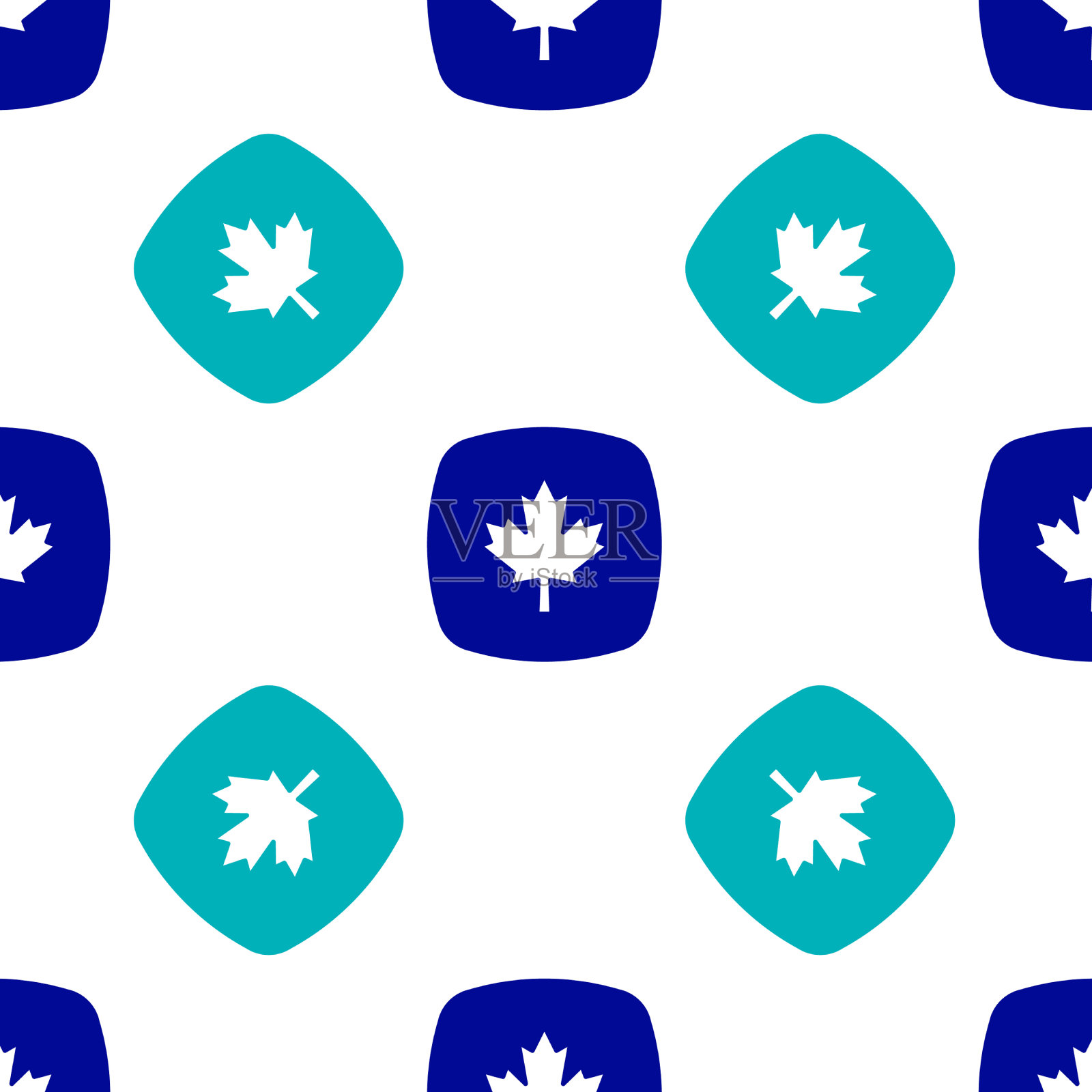蓝色加拿大枫叶图标隔离无缝插画图片素材
