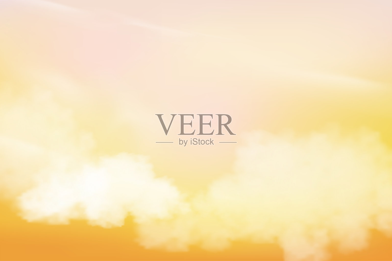 日出在早上与橙色，黄色和粉红色的天空，戏剧性的黄昏云景日落在傍晚，矢量全景地平线粉彩天空旗帜日落或阳光为四季的背景插画图片素材