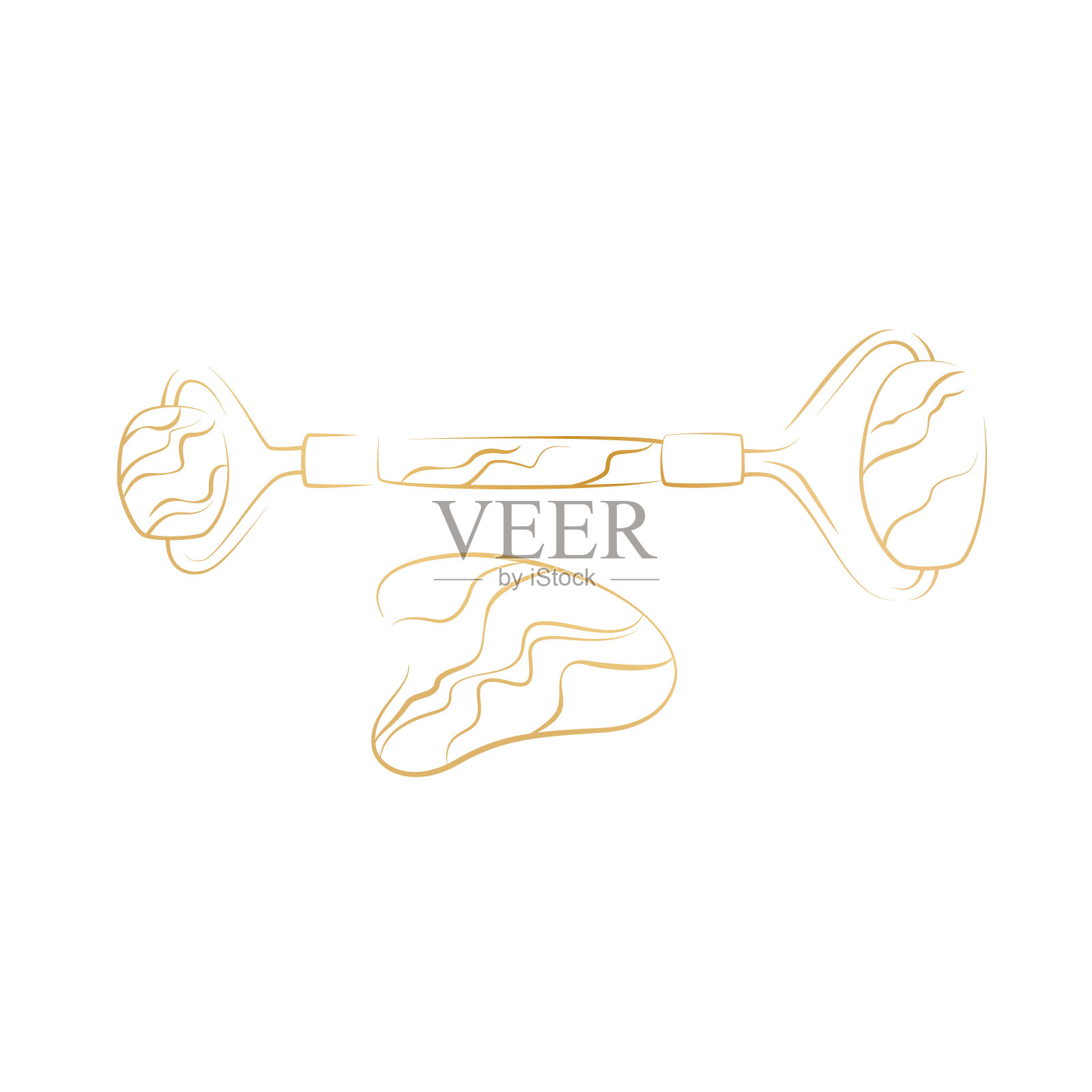 刮沙与面部按摩辊工具隔离在白色背景上。夸脱石自按摩刮刀。日常美容回家。插画图片素材