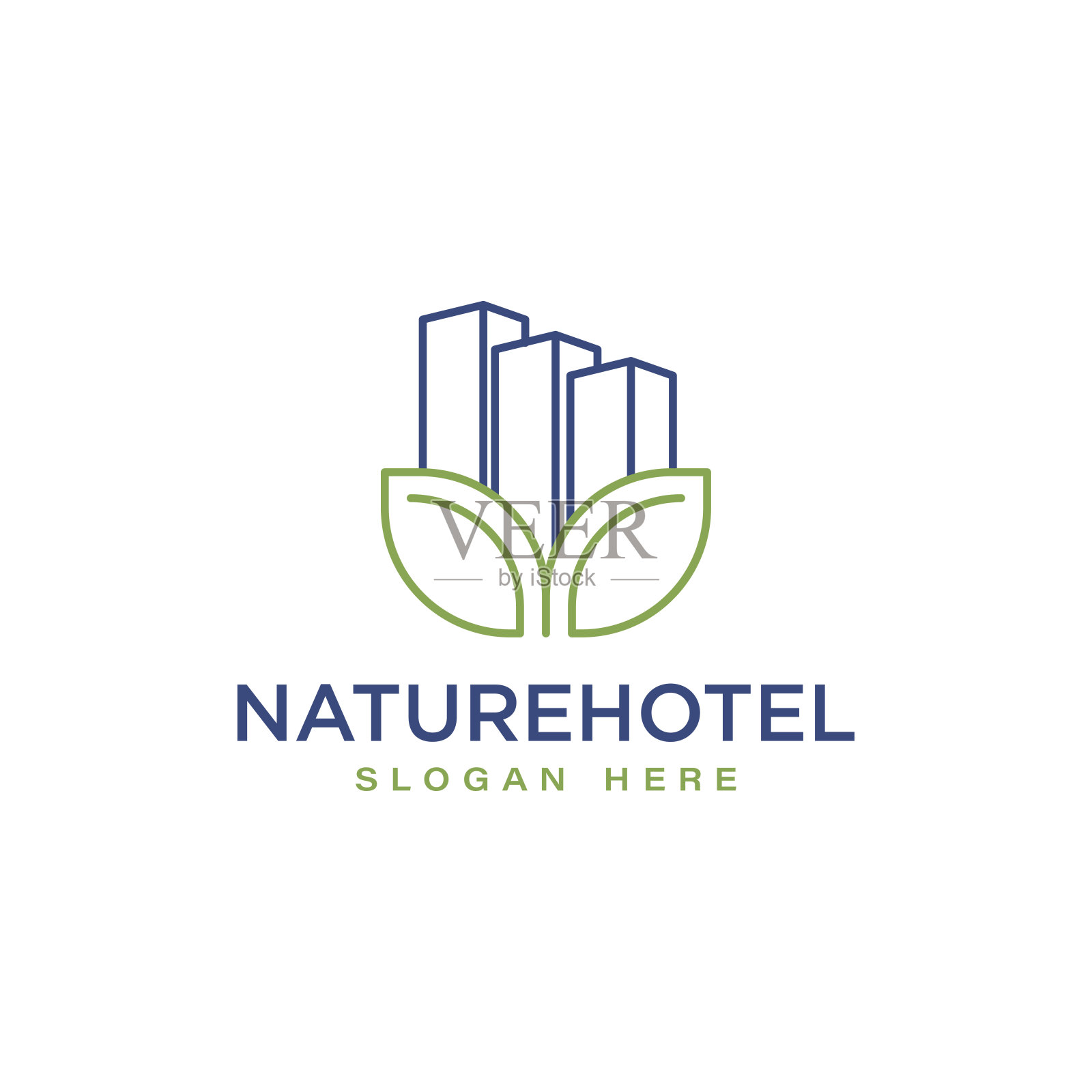 自然生态生态酒店房地产绿色和蓝色设计元素图片