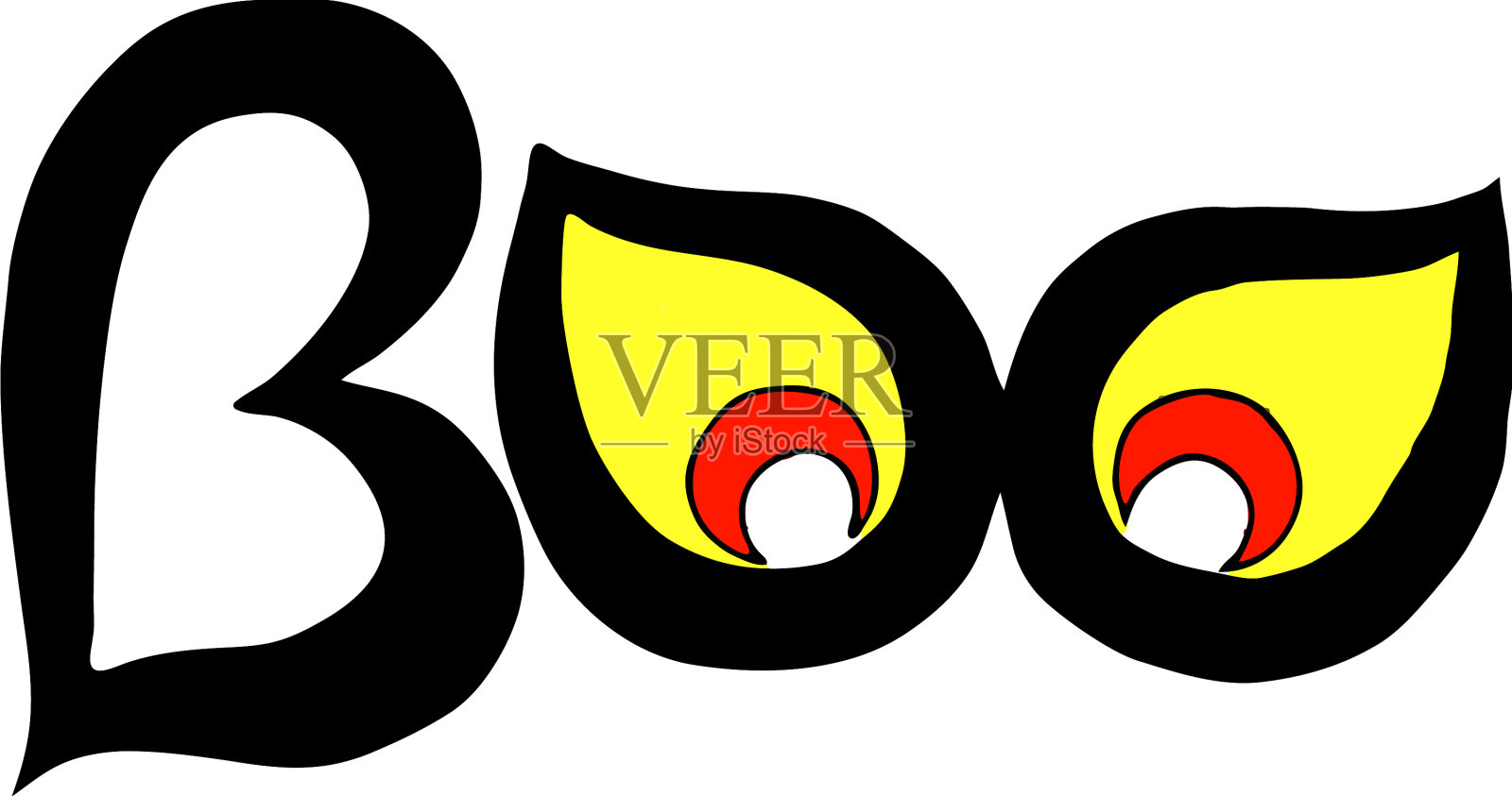 诡异的眼睛，拼写boo万圣节的设计插画图片素材