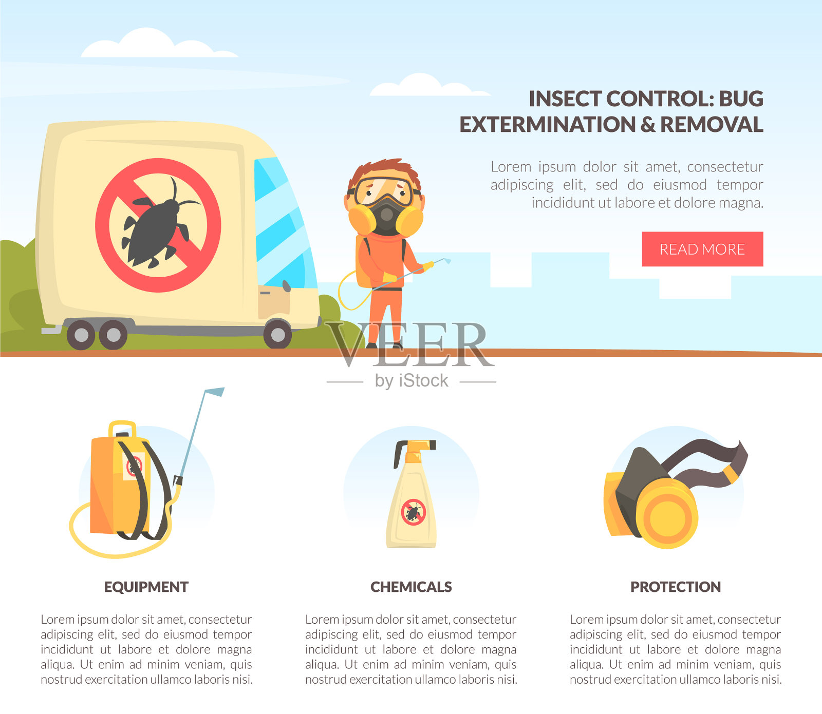 为人类提供昆虫控制和灭虫服务插画图片素材