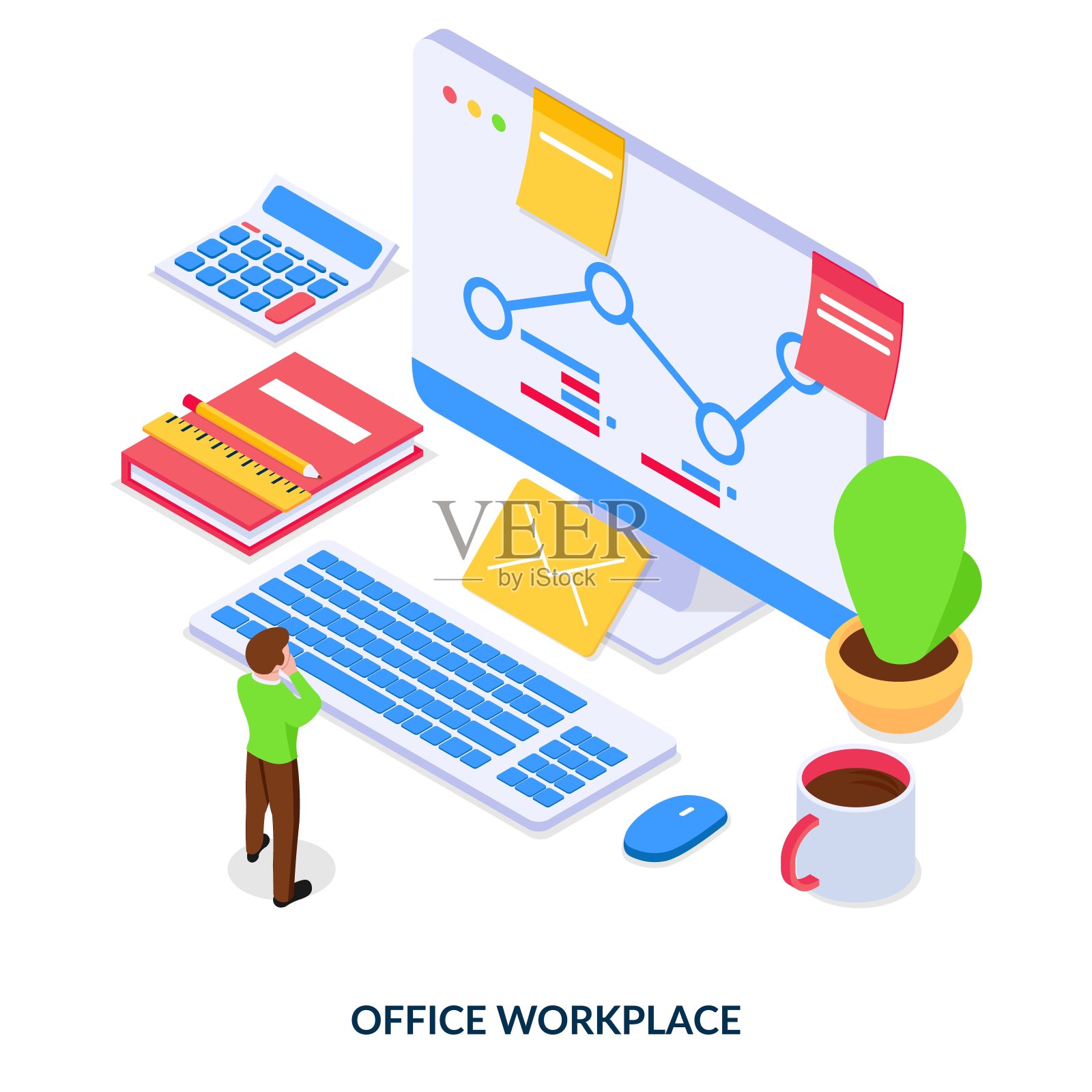 办公室工作的概念。插画图片素材