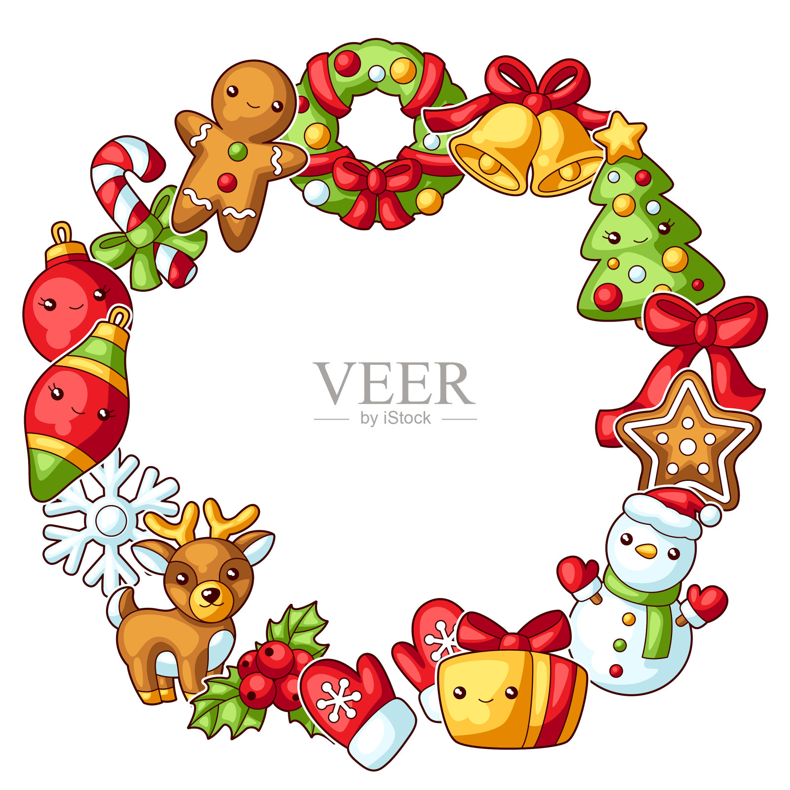 甜蜜快乐的圣诞装饰架可爱设计元素图片