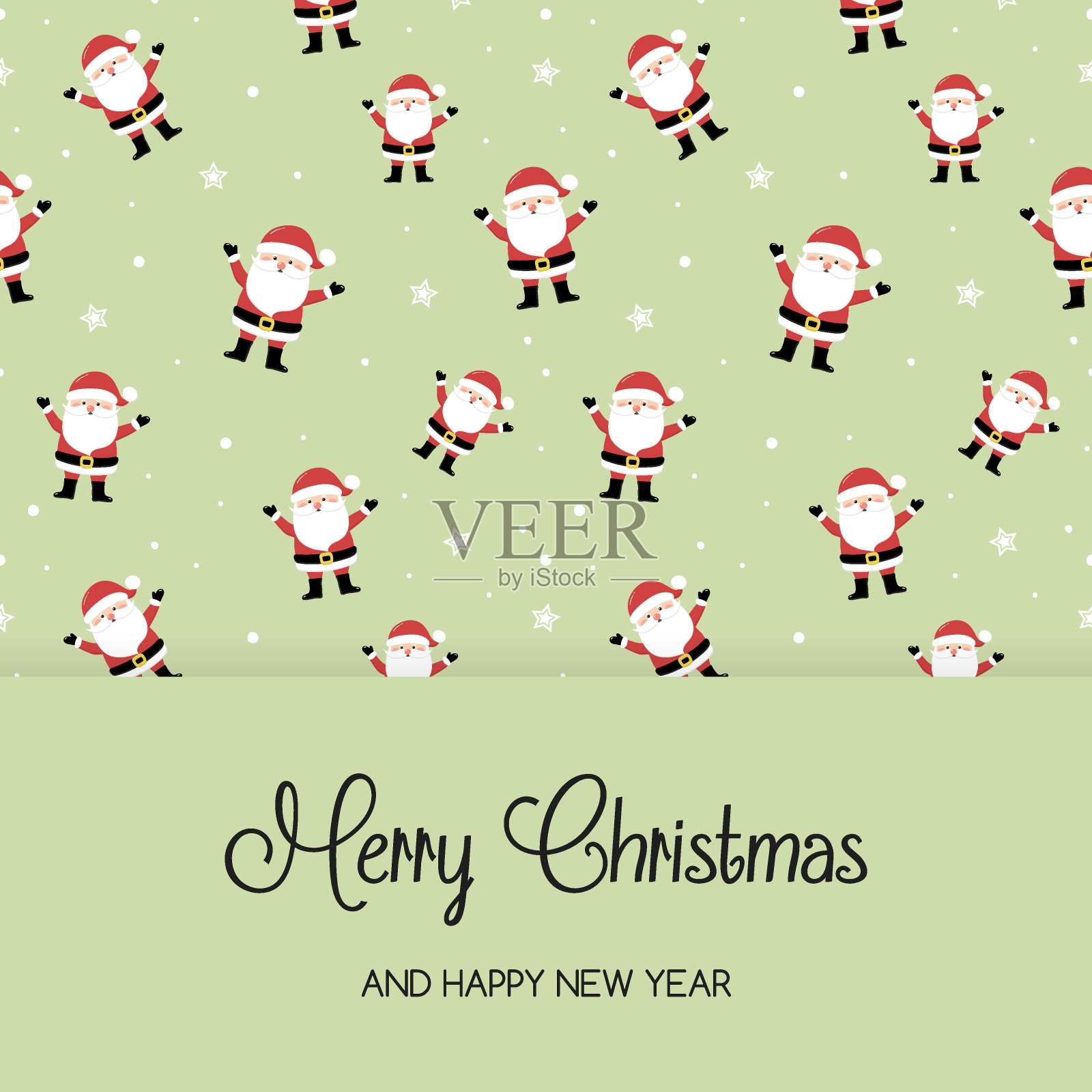 圣诞贺卡上有圣诞老人。圣诞节的设计。向量设计模板素材