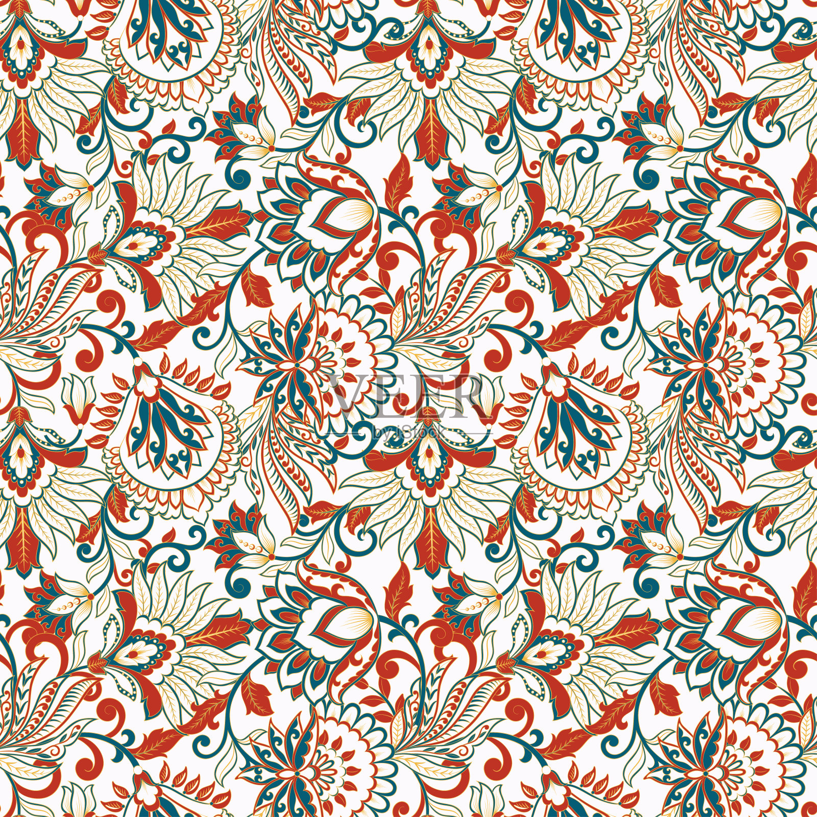 锦缎风格无缝花卉图案插画图片素材