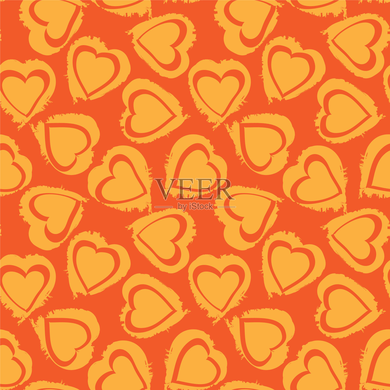 心型笔触图案无缝衔接插画图片素材