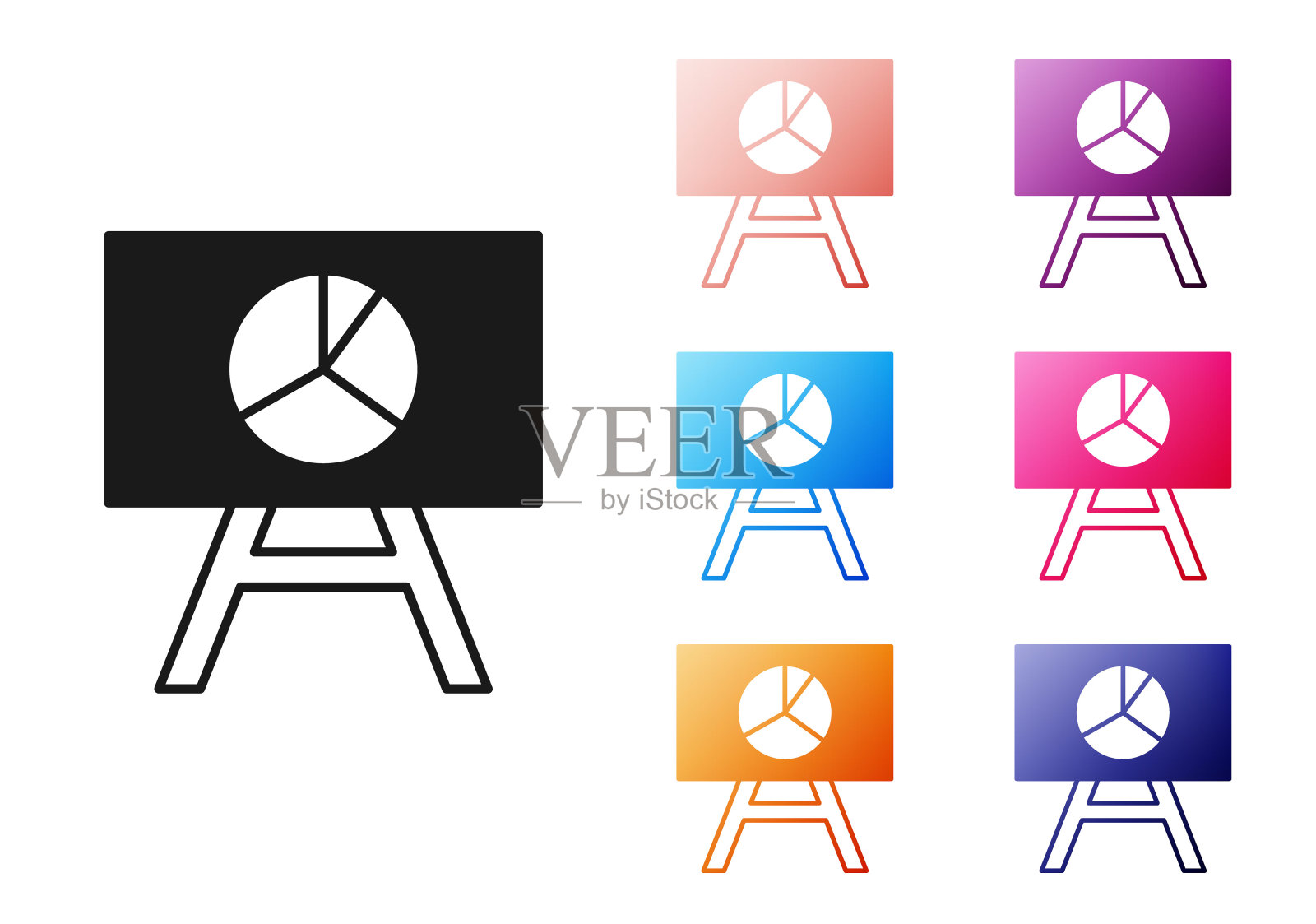 与图表图标隔离在白色背景上的黑色板。报告文本文件图标。会计的迹象。审计、分析规划。设置图标丰富多彩。向量图标素材