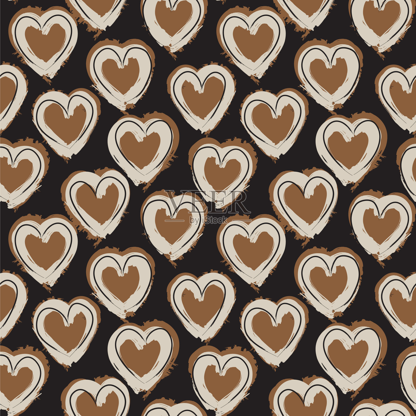 心型笔触图案无缝衔接插画图片素材