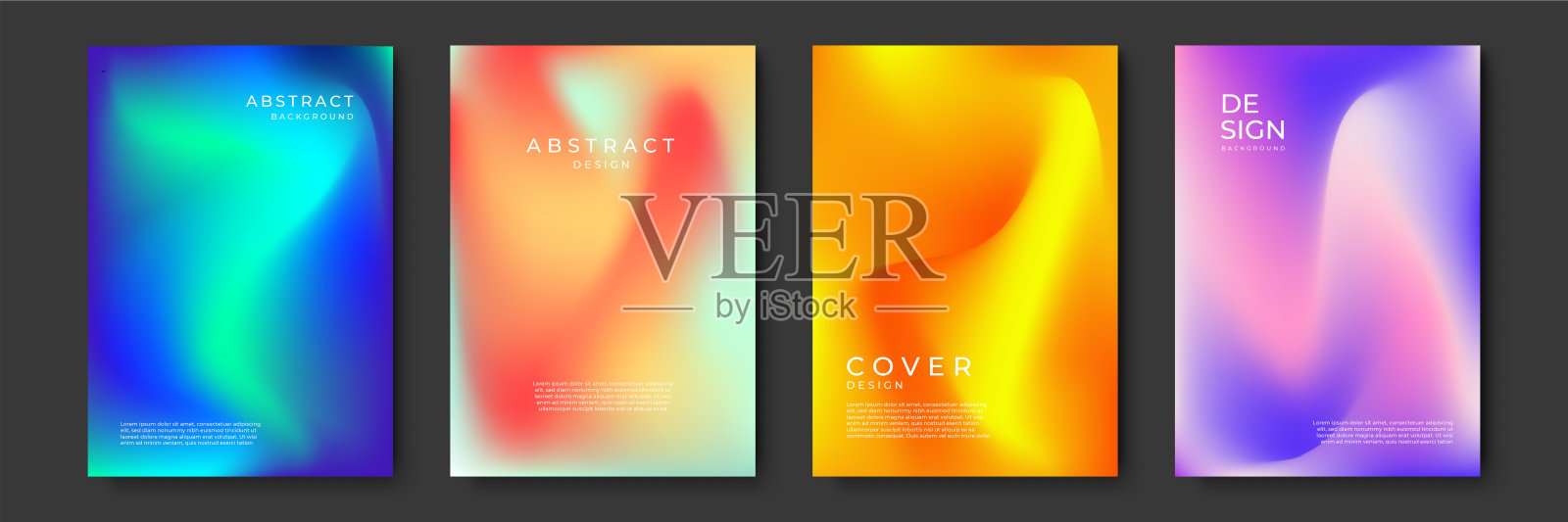 模糊背景设置现代抽象模糊颜色梯度模式。模板收集小册子，海报，横幅，传单和卡片。矢量插图。设计模板素材