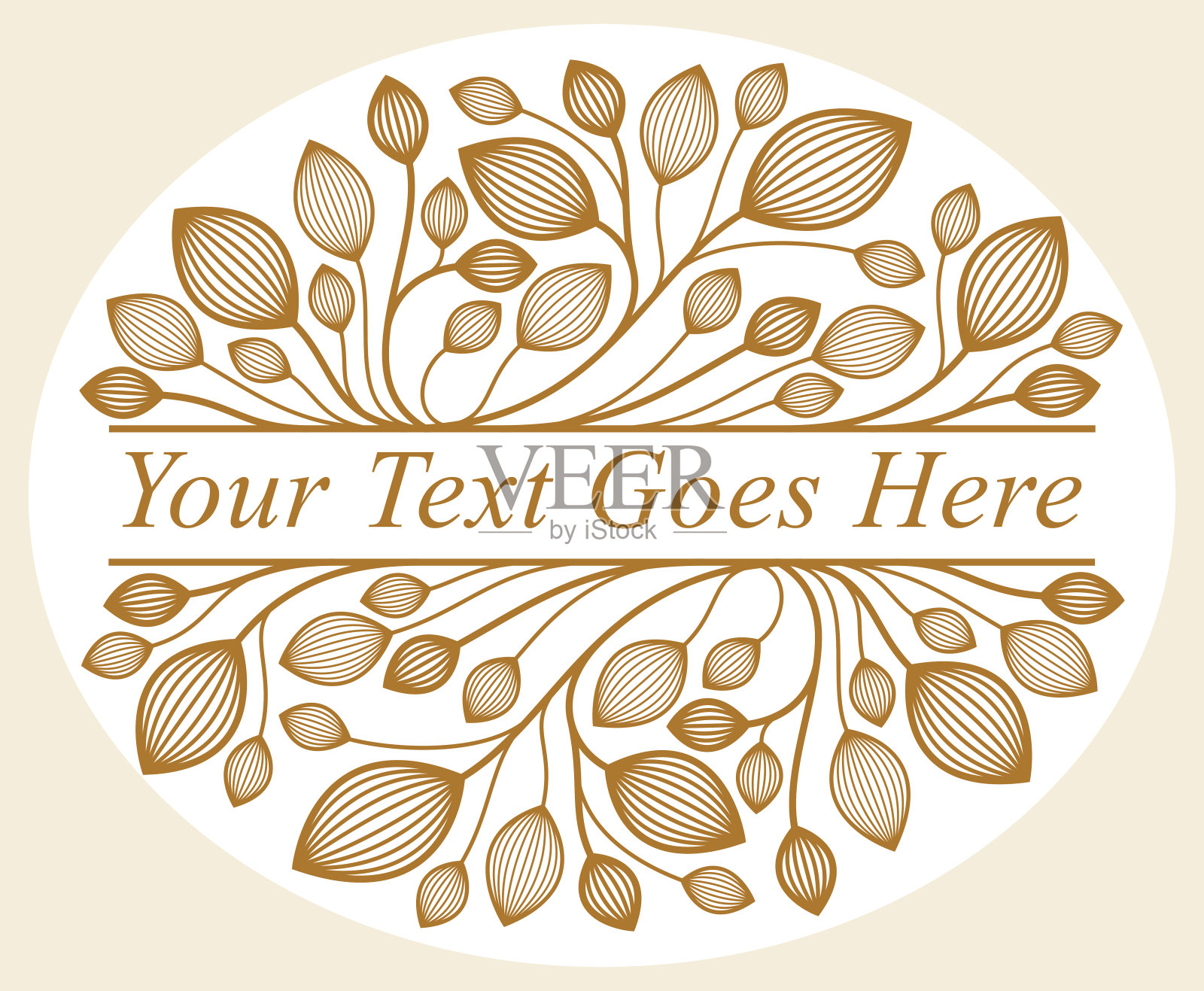 花卉矢量设计与树叶和树枝隔离在白色，古典优雅的时尚风格旗帜或文本分隔器的设计，豪华复古线性标志或框架元素。插画图片素材