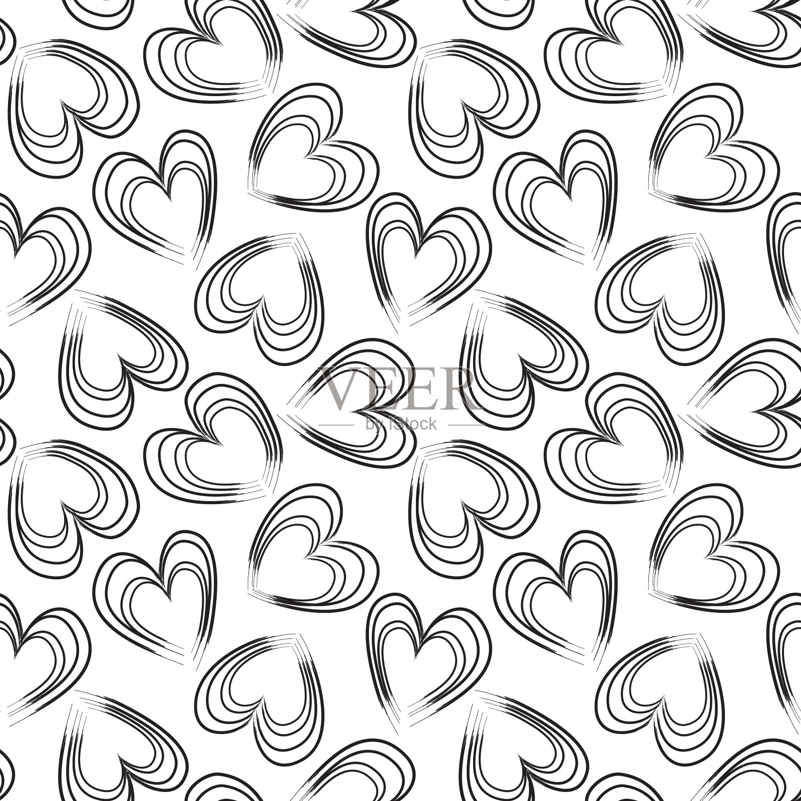 心型笔触图案无缝衔接插画图片素材