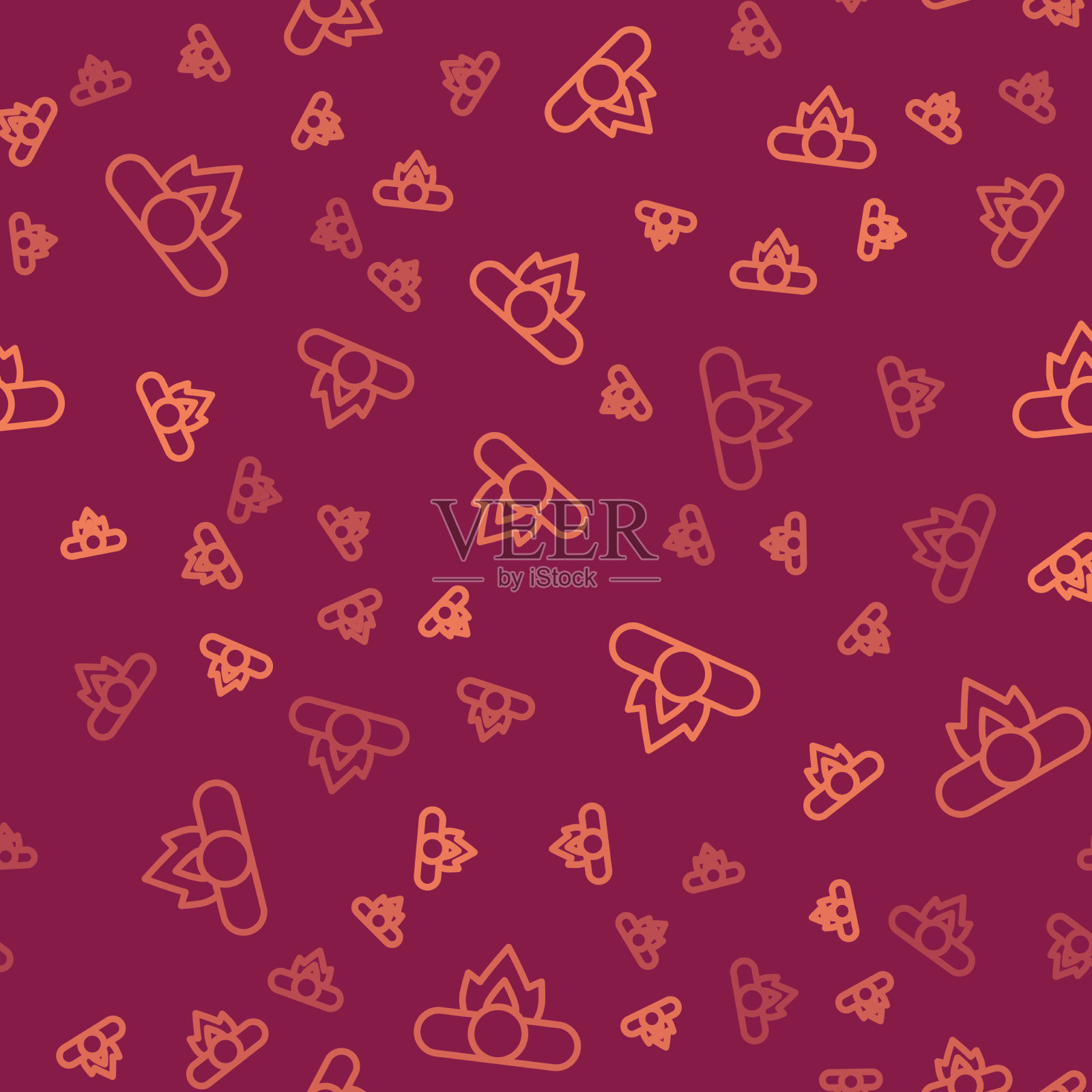 棕色线营火图标隔离无缝模式插画图片素材