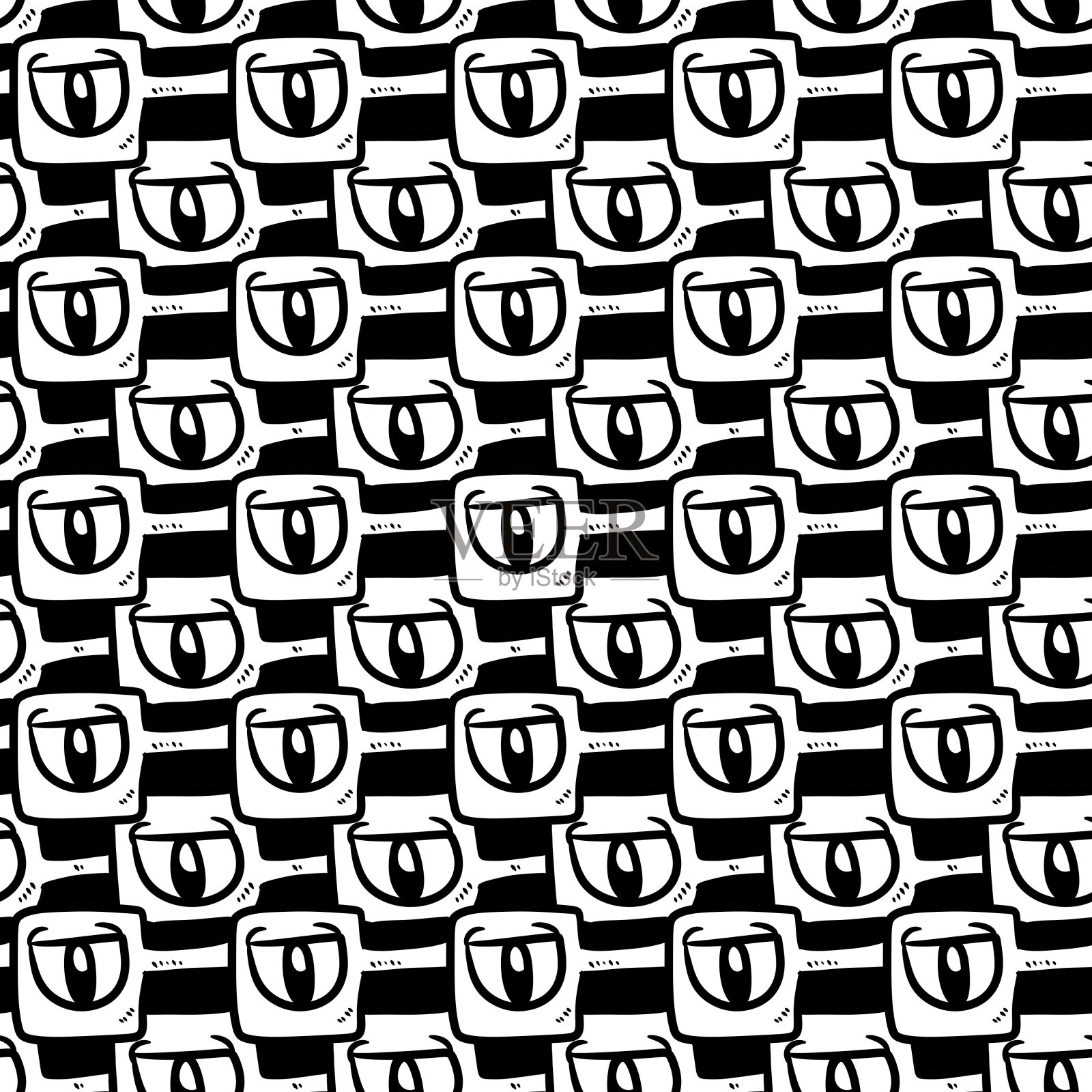 无缝图案的可爱怪兽卡通插画图片素材