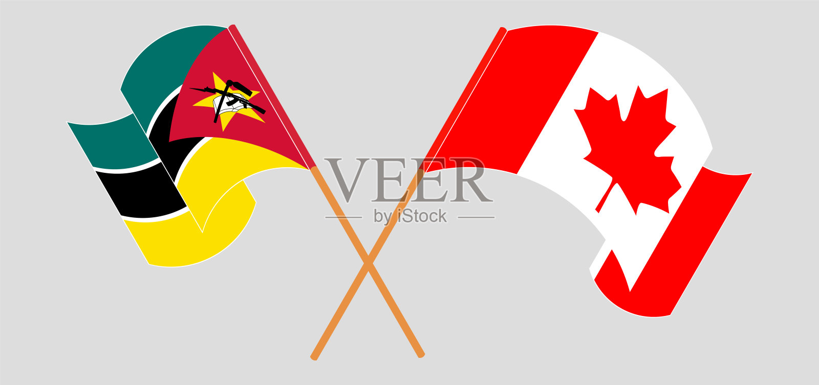 交叉并挥舞着莫桑比克和加拿大的国旗设计元素图片