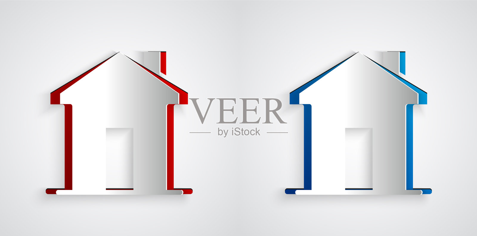 剪纸房子图标孤立在灰色背景图标素材