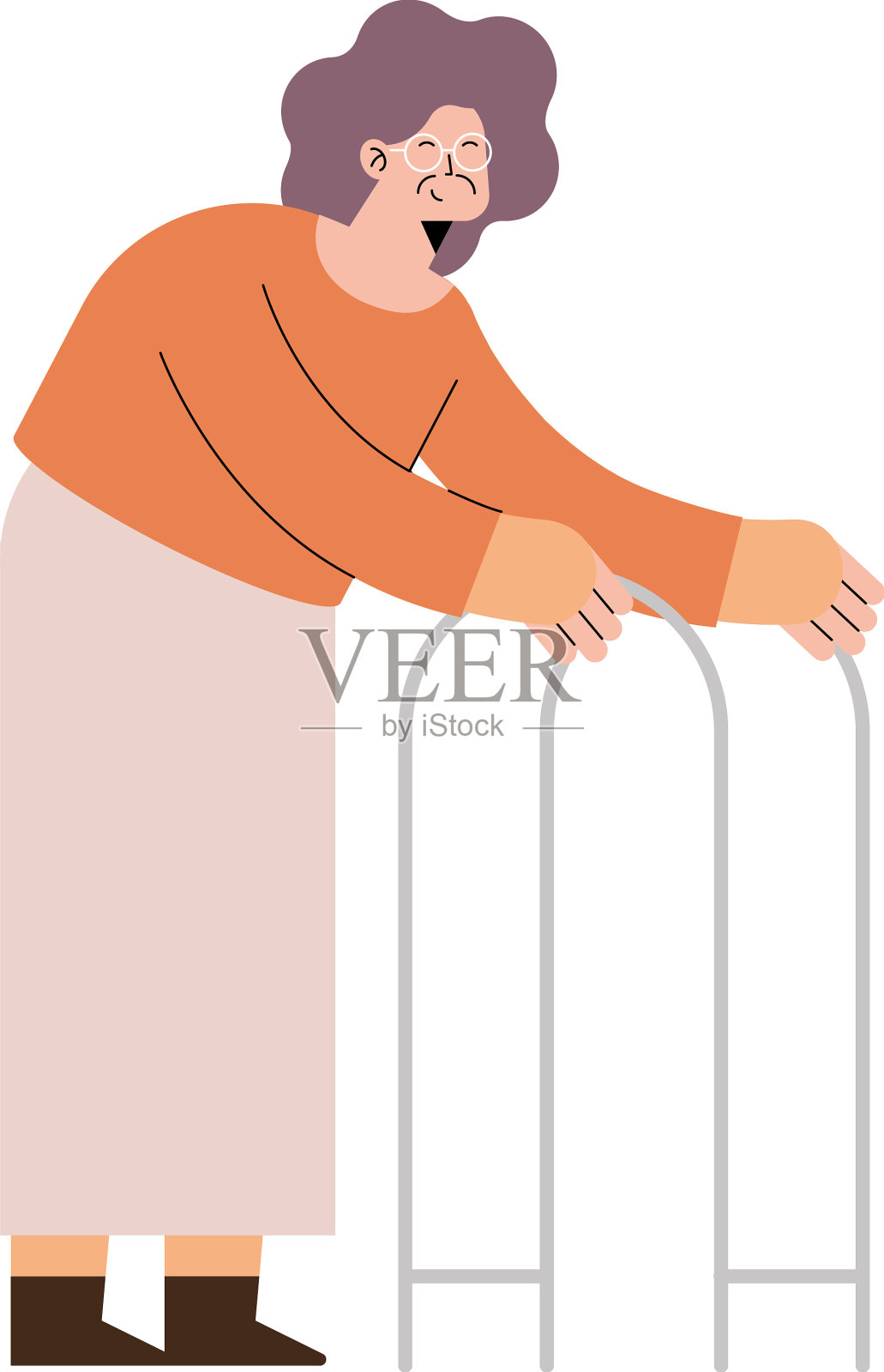 带着拐杖的老妇人设计元素图片