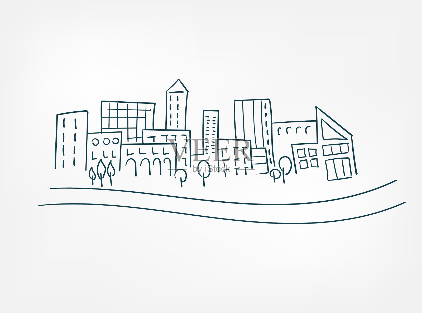 Arc城市草图孤立了简单的设计元素插画图片素材