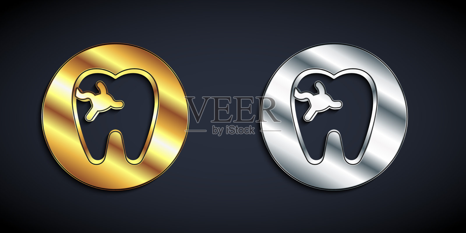 金银牙与龋齿icon隔离上插画图片素材