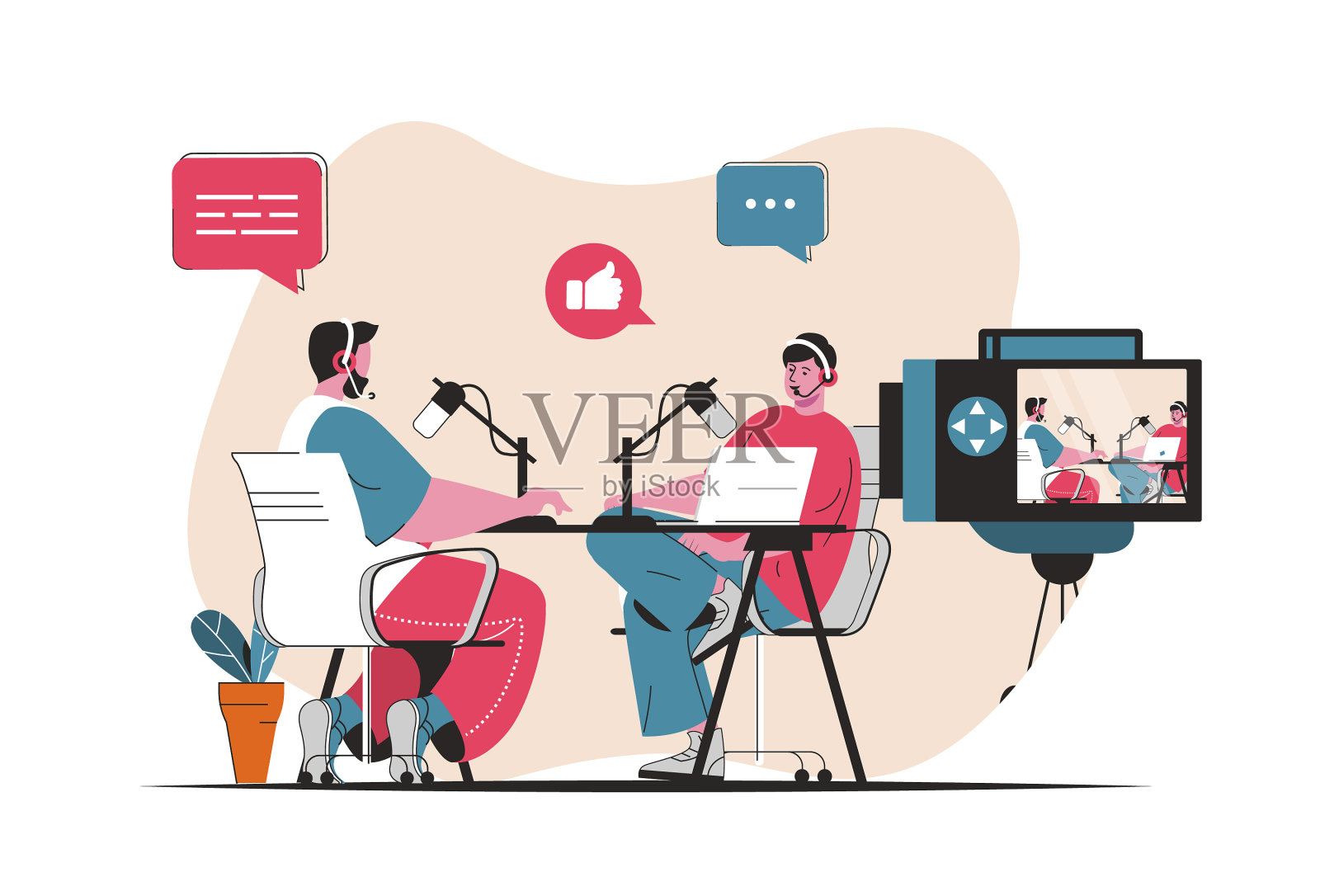 播客流概念孤立的无线电设计元素图片