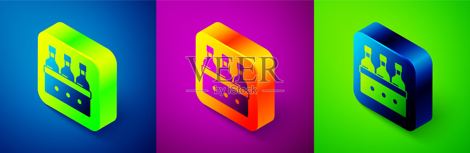 木盒图标上的等距酒瓶图标素材