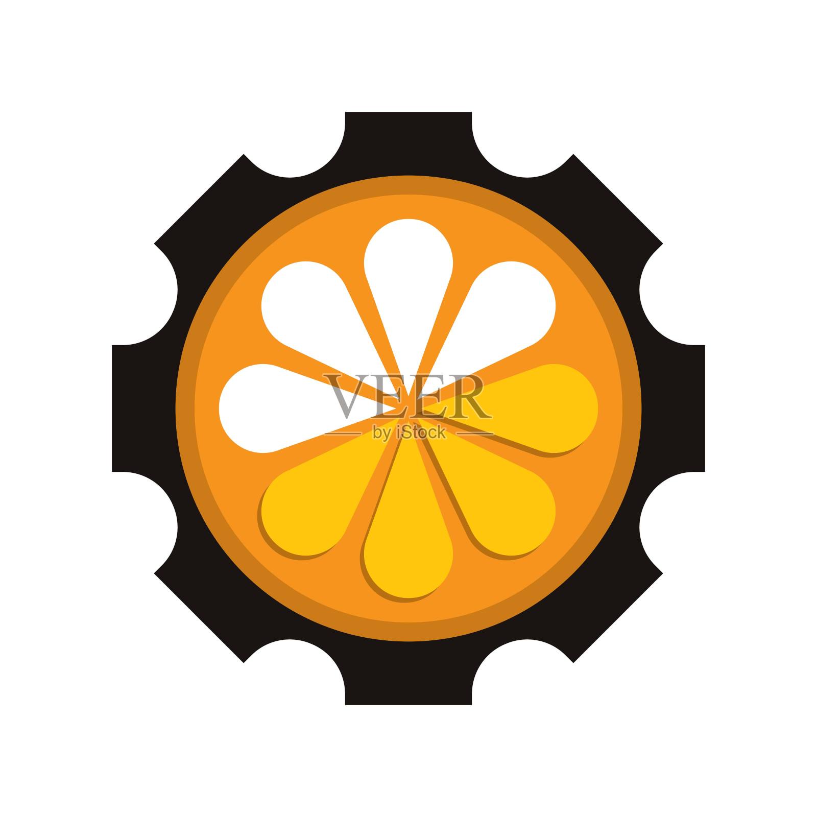 带齿轮的橙色标志插画图片素材