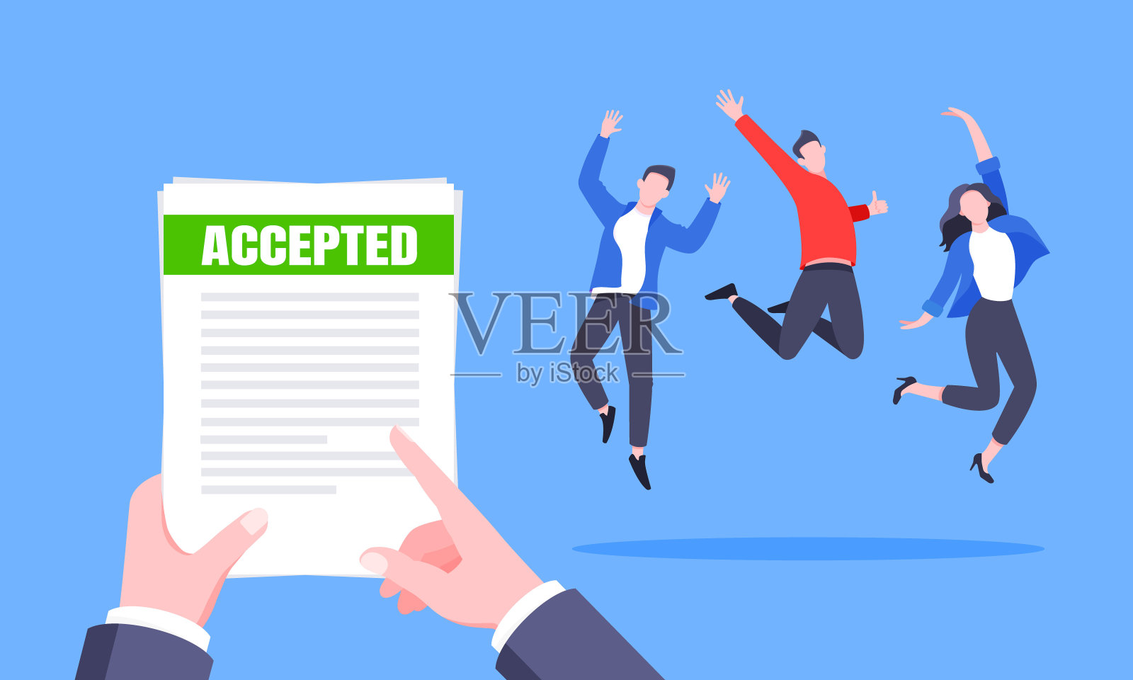 工作或大学录取信与信封和纸文件电子邮件。插画图片素材