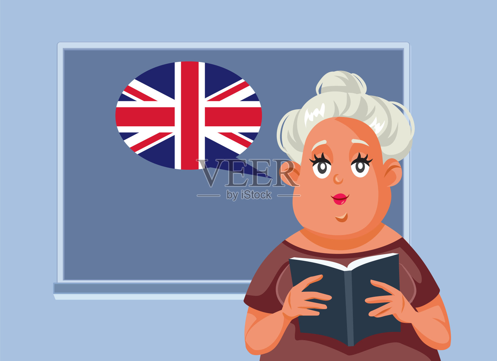 英语老师站在黑板前矢量插图插画图片素材