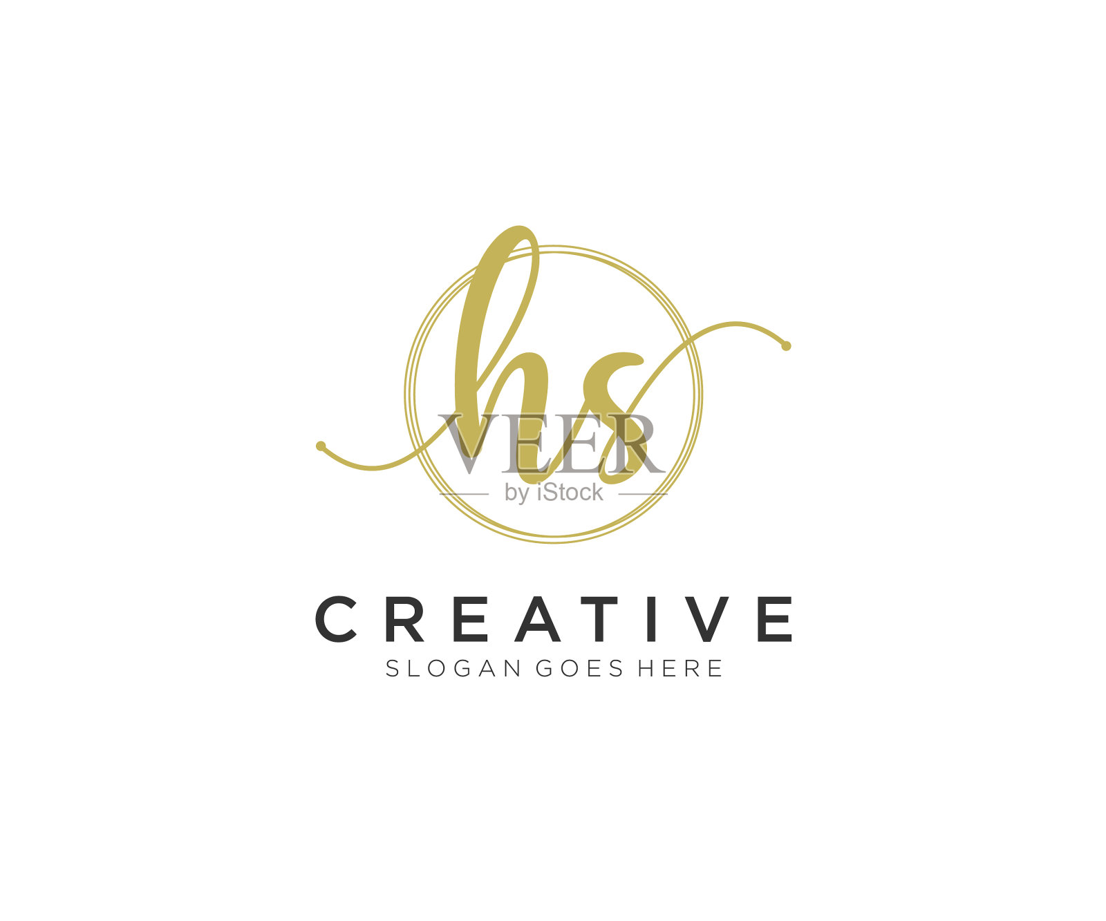 首字母hs女性标志美丽字母和插画图片素材