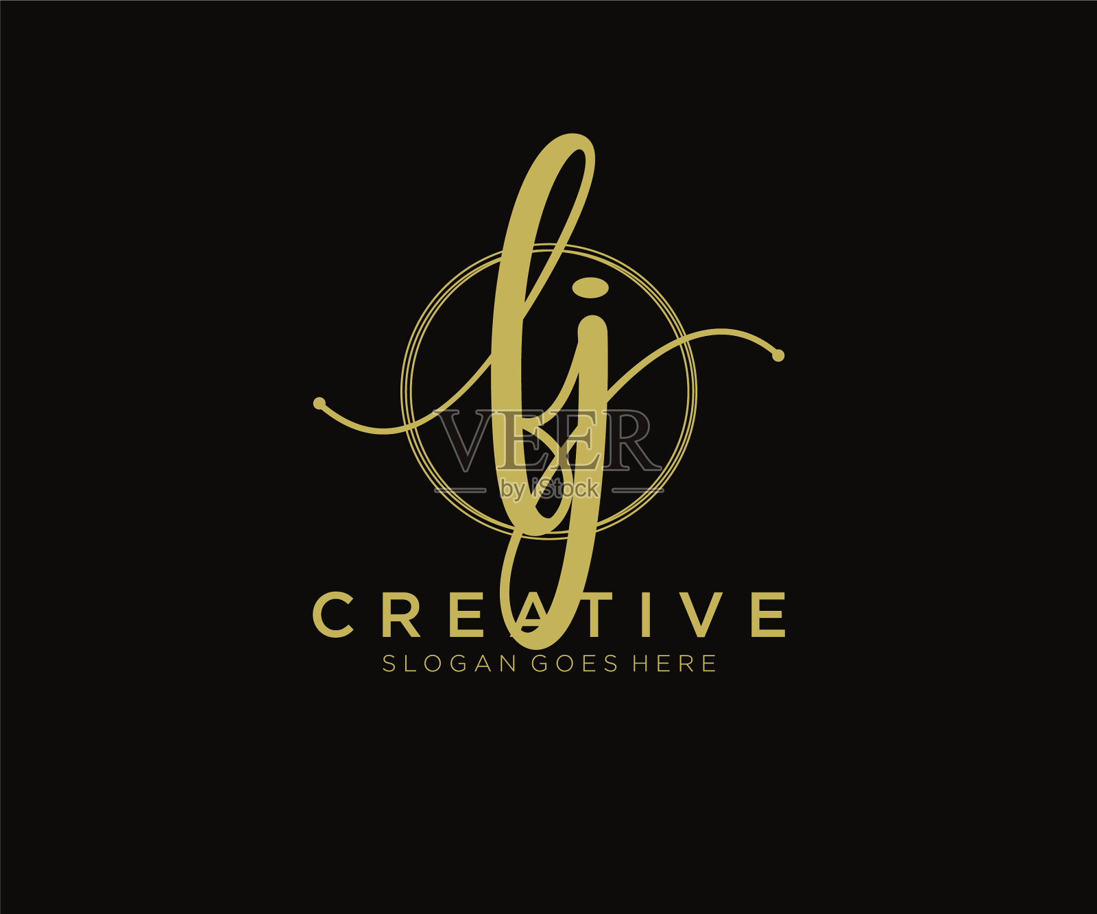 最初的fj女性标志美丽字母和插画图片素材