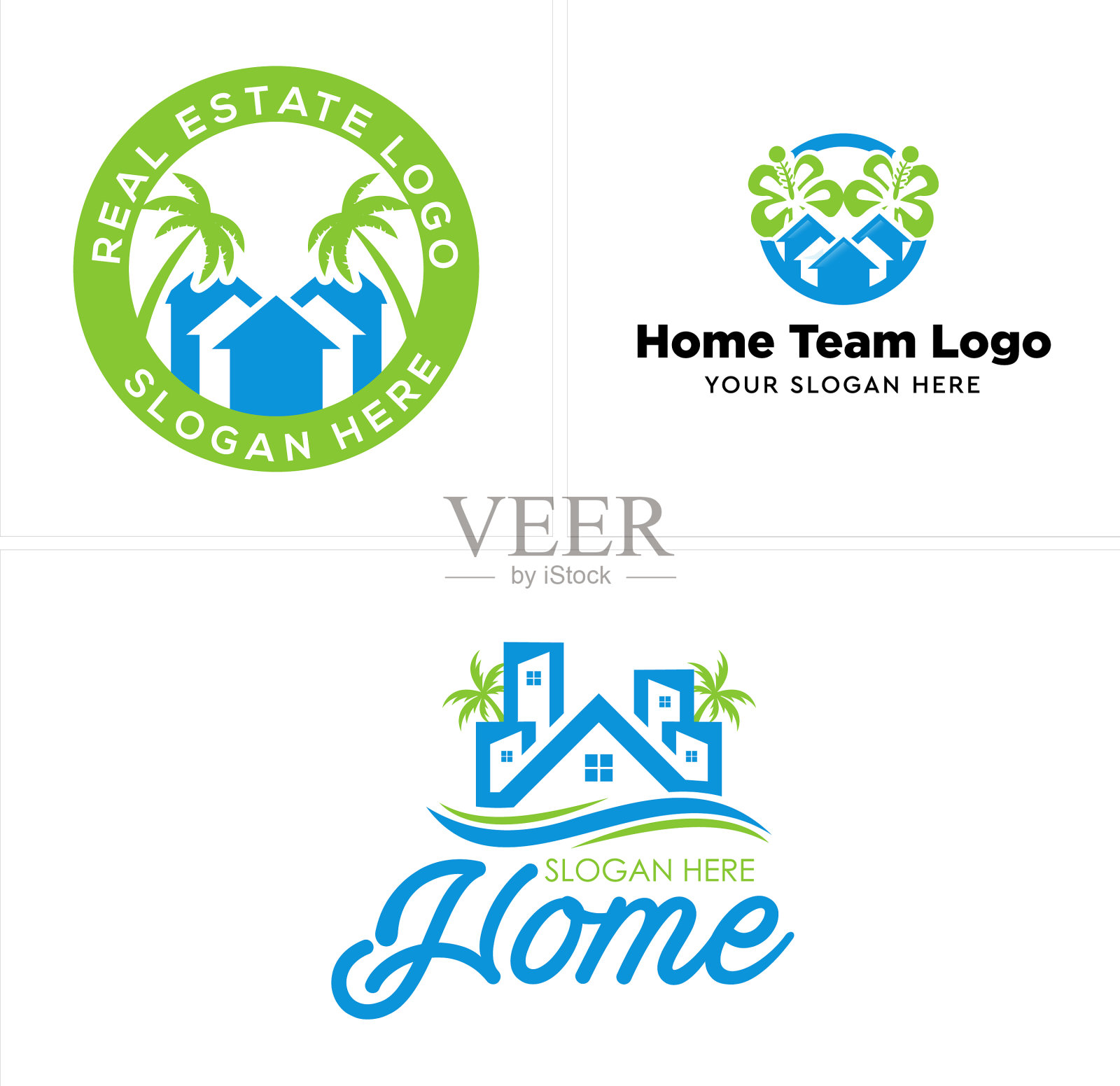 房地产家园建筑生态友好自然标志插画图片素材