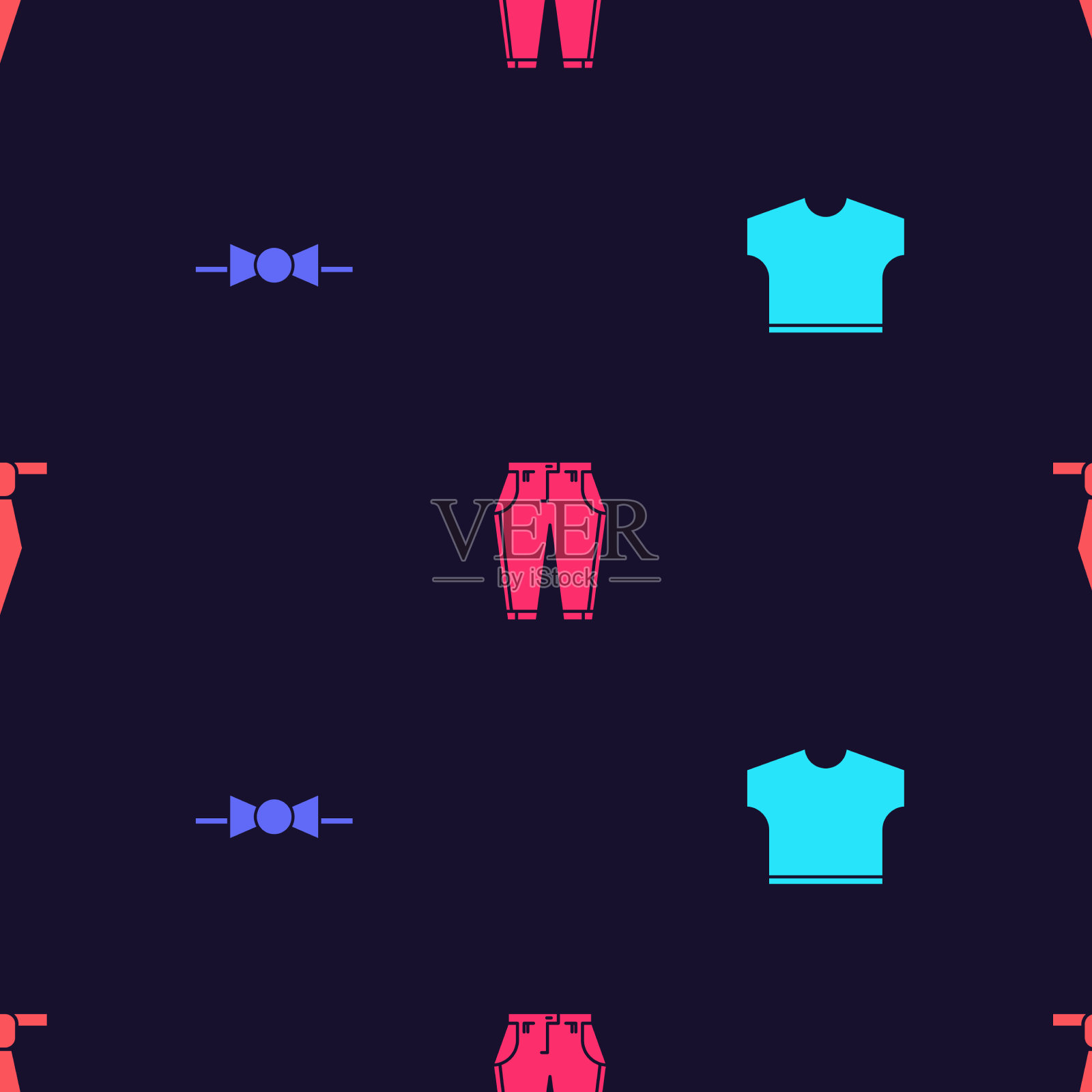 t恤、领结、裤子、领带搭配无缝图标素材