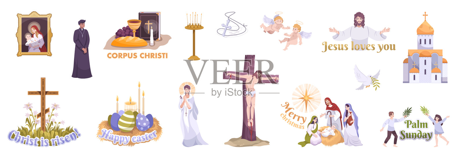 基督教假日现实的设定图标素材