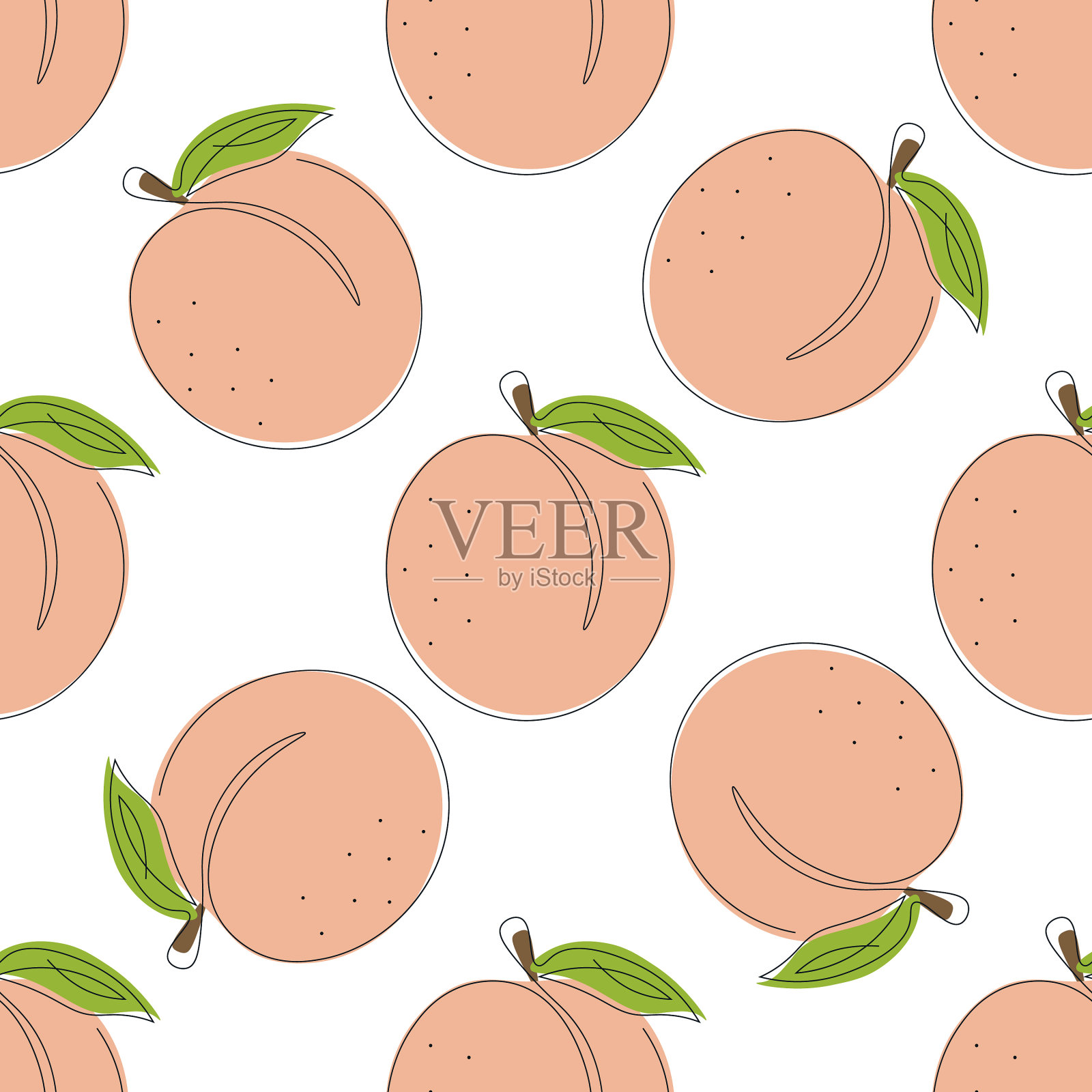 桃无缝花纹插画图片素材